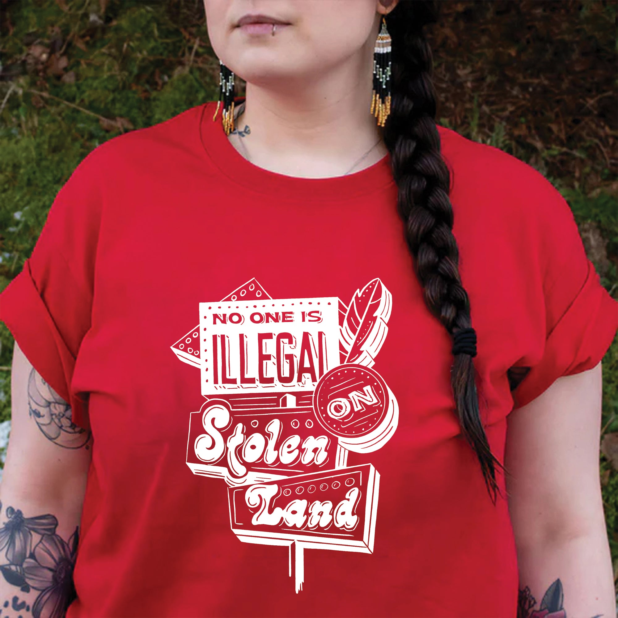 No One Is Illegal On Stolen Land Indigenous Protest Unisex T-shirt/V-neck T-shirt/Hoodie/Sweatshirt