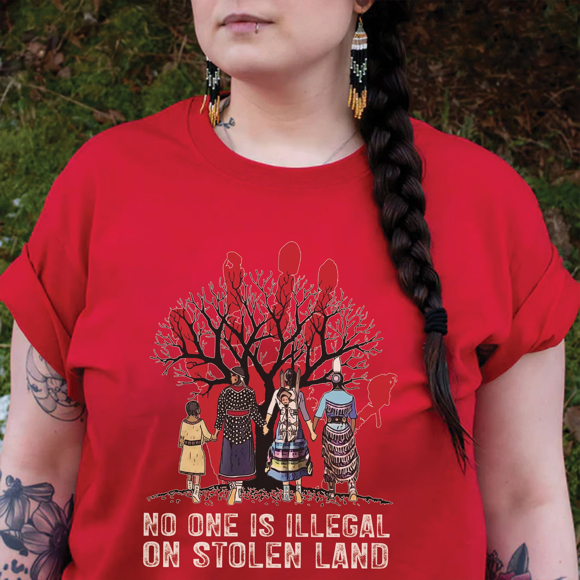 No One Is Illegal On Stolen Land - Unisex T-Shirt/T-Shirt V-Neck/Hoodie/Sweatshirt N59