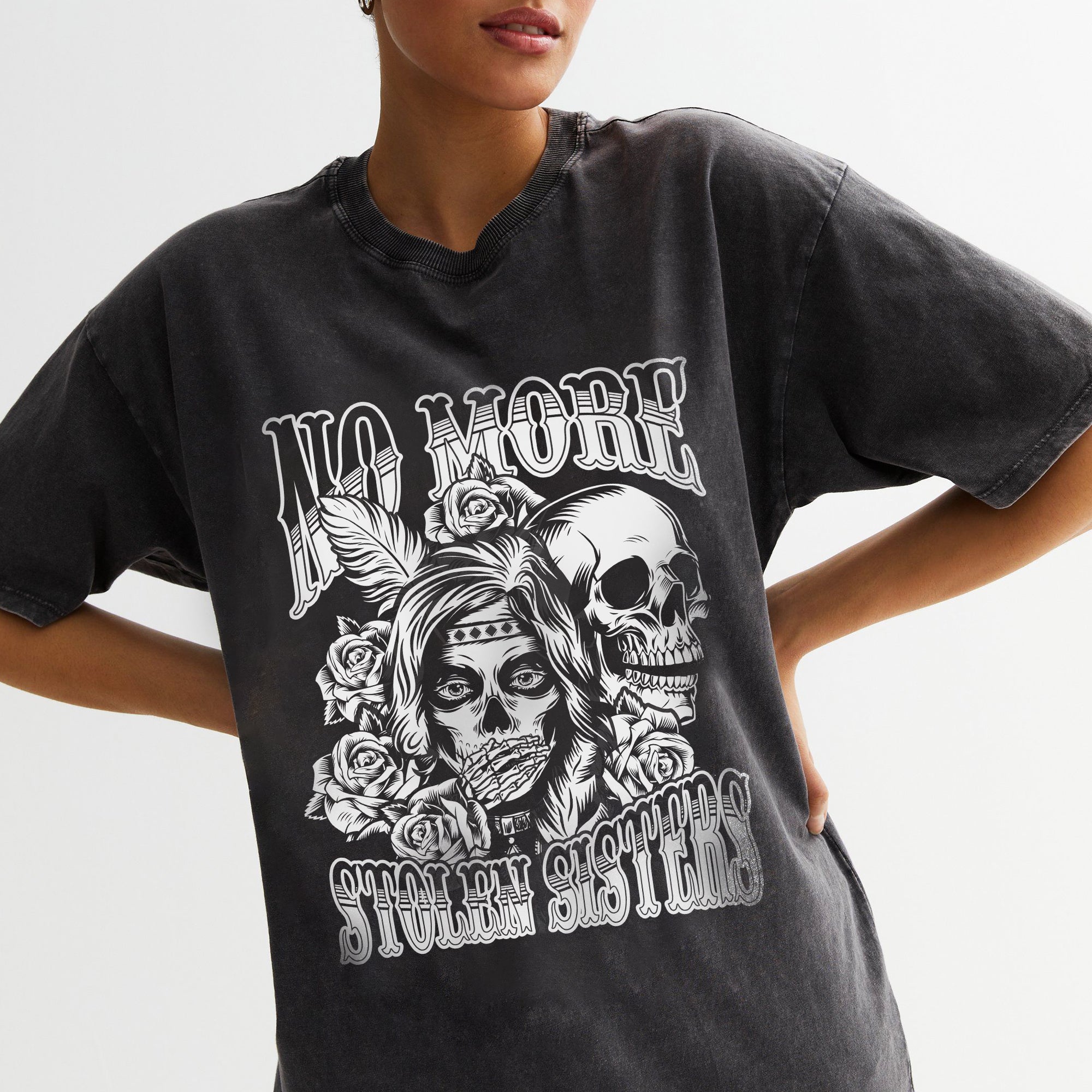 No More Stolen Sisters – Powerful MMIW Statement Unisex Mineral Washed T-Shirt