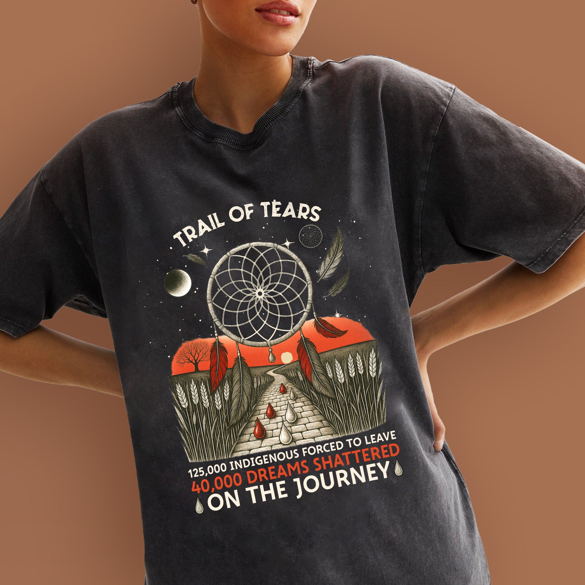 Trail of Tears Blood Tears Roade Unisex Mineral Washed T-Shirt