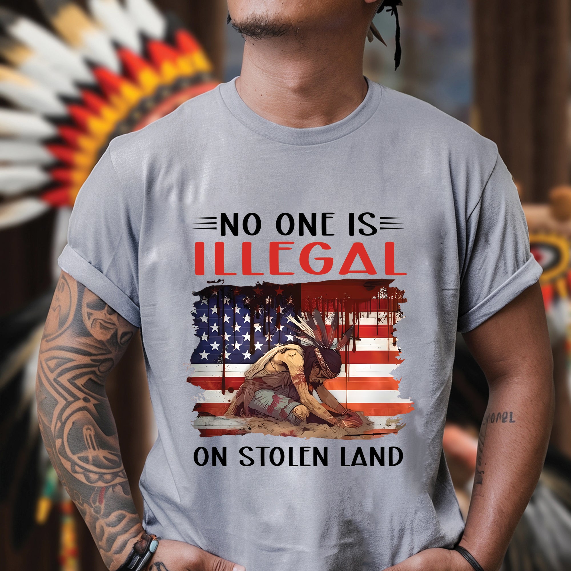 No One Is Illegal On Stolen Land - Unisex T-Shirt/T-Shirt V-Neck/Hoodie/Sweatshirt N41