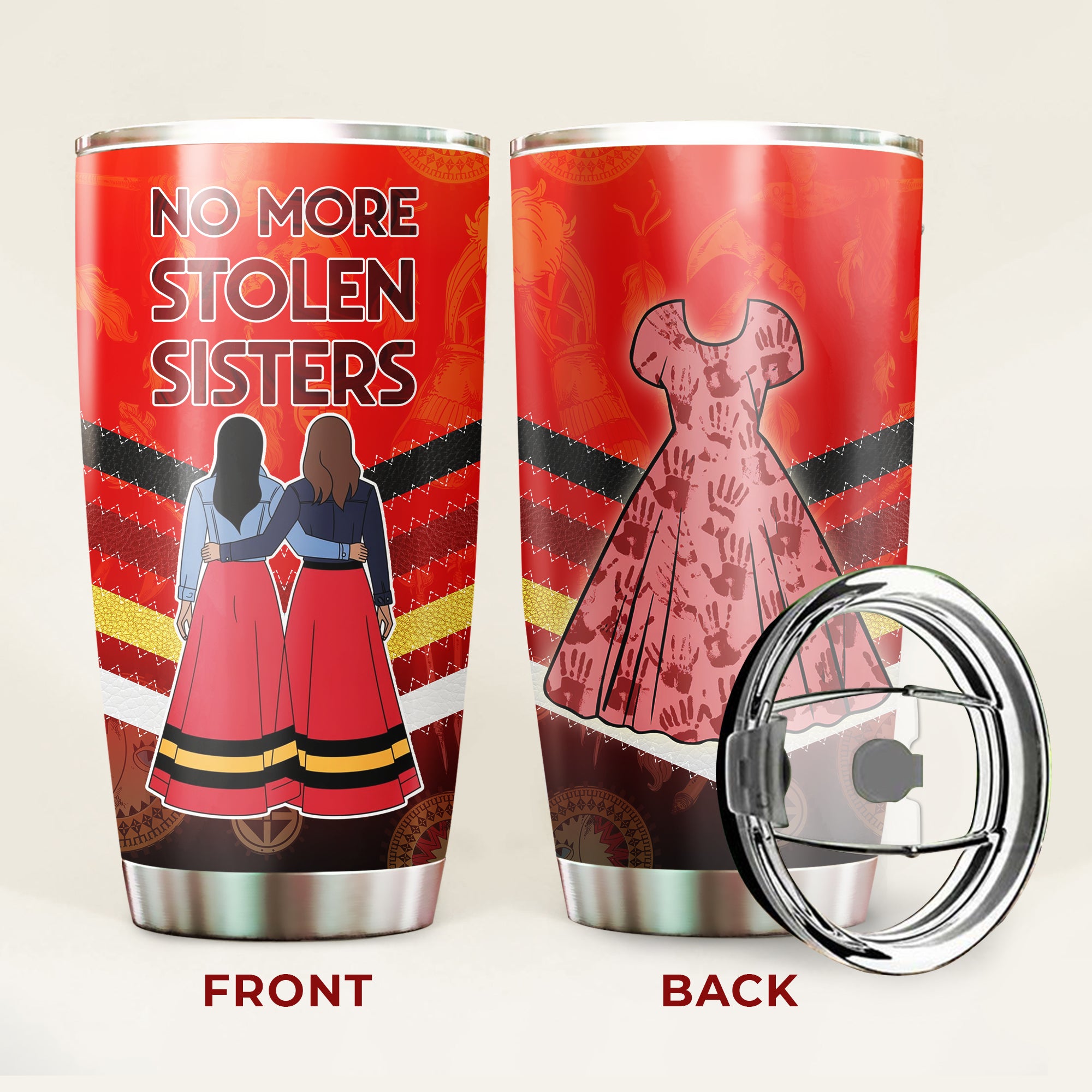 No More Stolen Sister Red Dresses Native American Tumbler Stainless Steel Drinking Cup