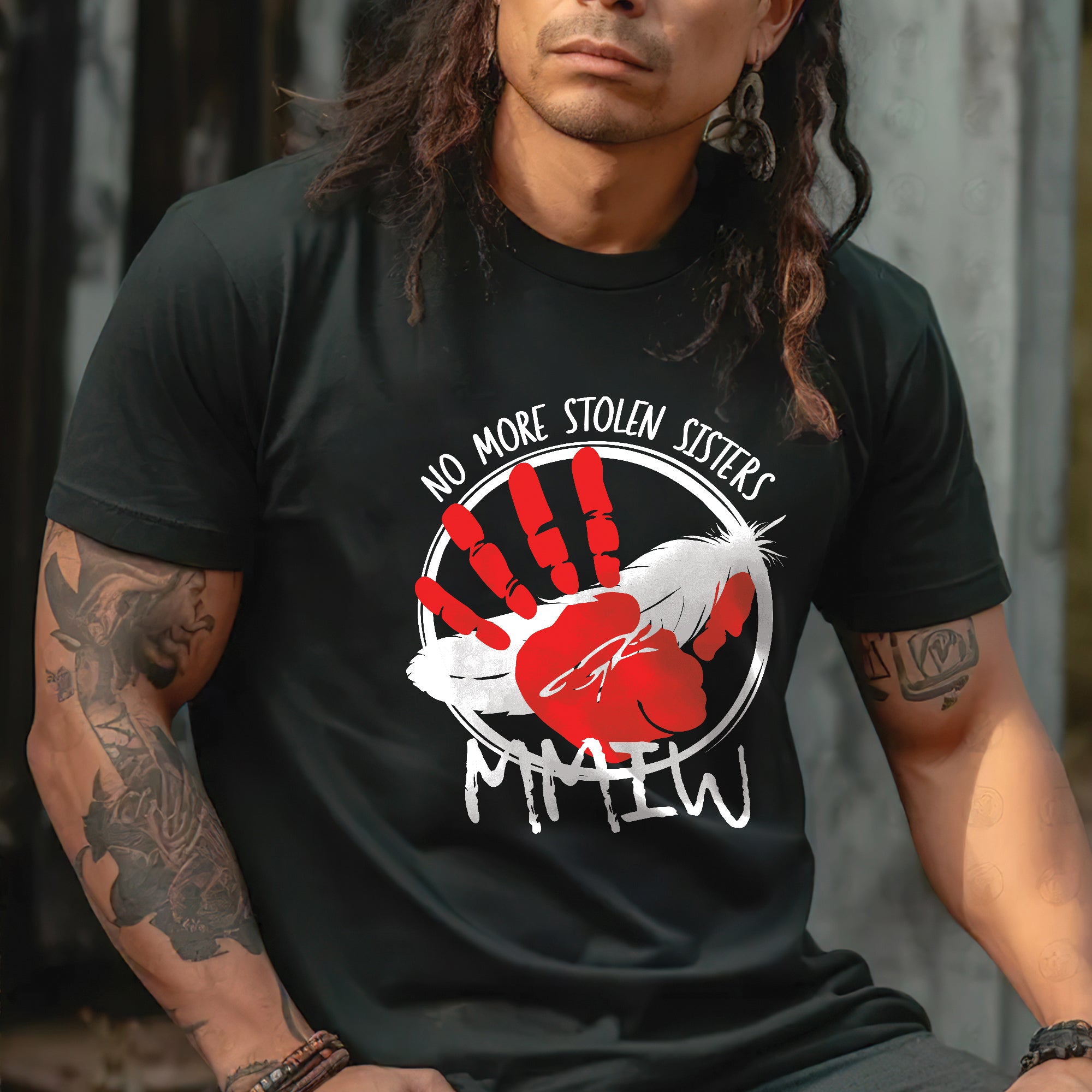 No More Stolen Sisters MMIW Native Women Awareness Unisex T-shirt/T-shirt V-Neck/Hoodie/Sweatshirt - One side