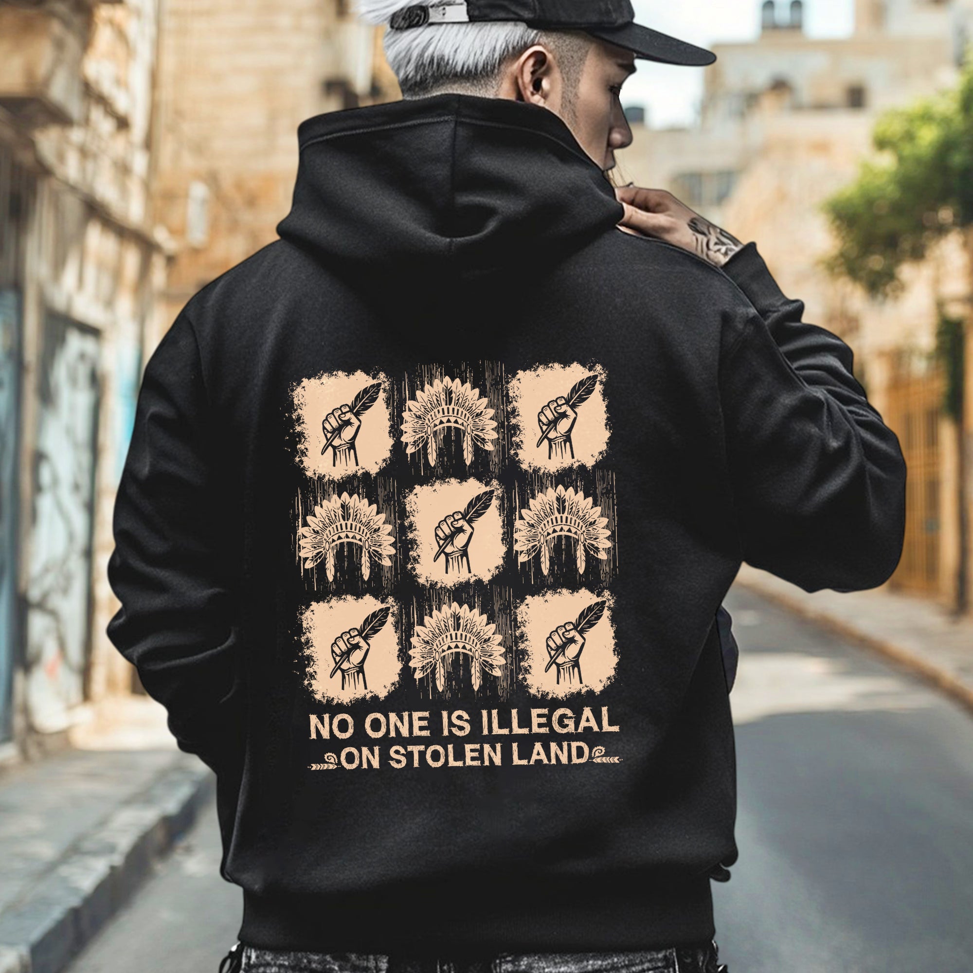 [Two Sides] No One Is Illegal On Stolen Land - Unisex T-Shirt/T-Shirt V-Neck/Hoodie/Sweatshirt N100