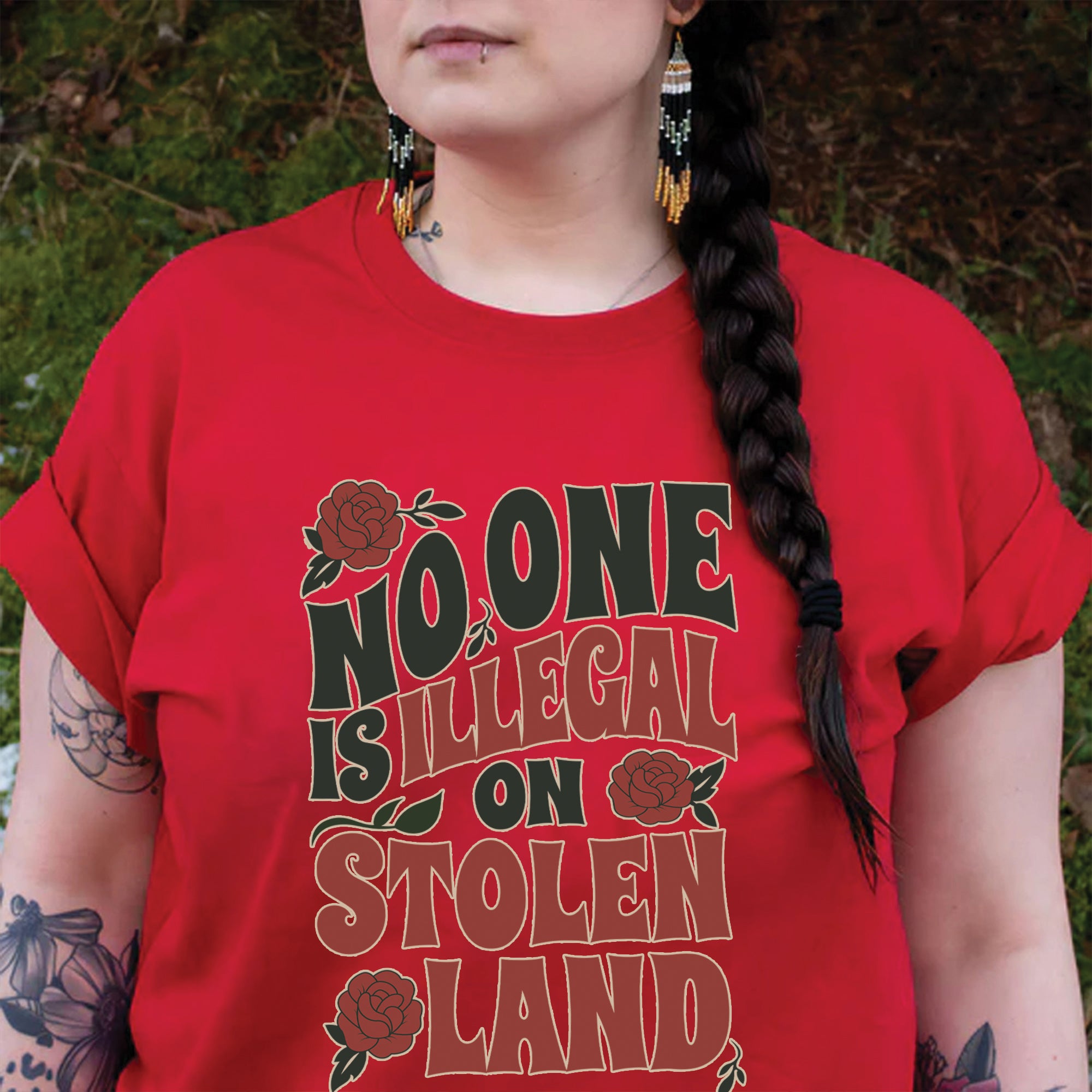 [Two Sides] No One Is Illegal On Stolen Land - Unisex T-Shirt/T-Shirt V-Neck/Hoodie/Sweatshirt N52