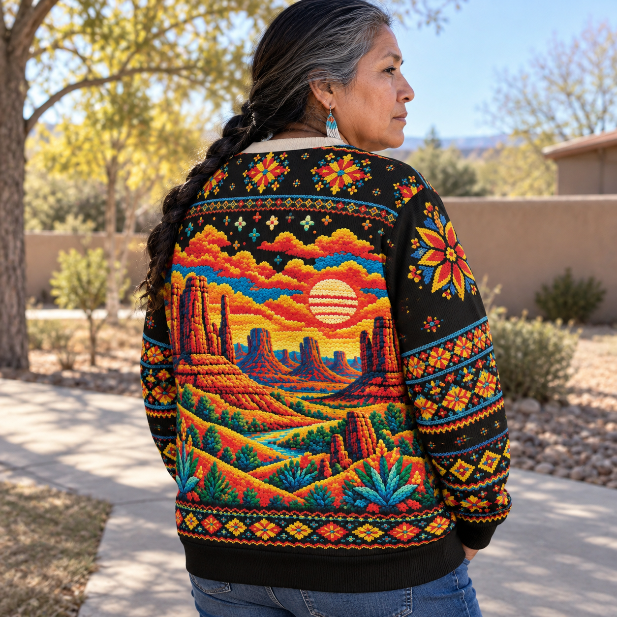 No One Is Illegal On Stolen Land Ugly Sweatshirt Style 2 - Native American Ugly Sweatshirt Unisex