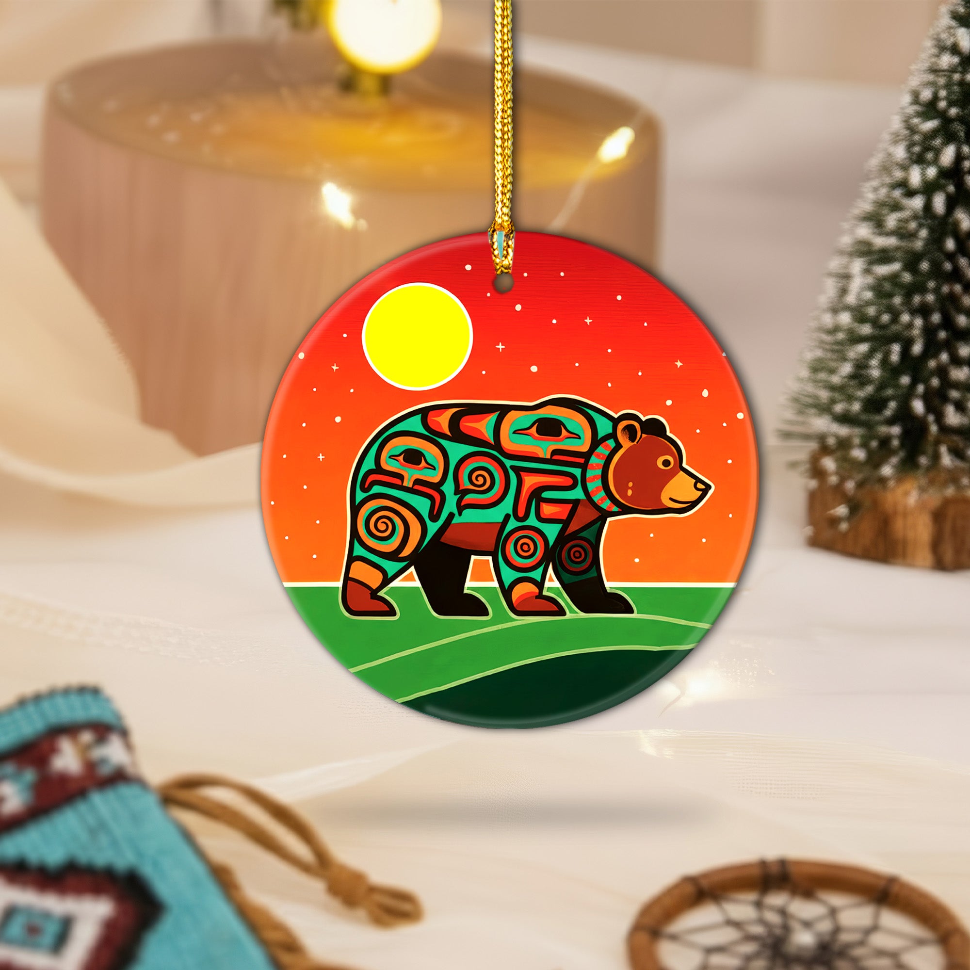 Native Tribal Spirit Animal Ceramic Ornament – Indigenous Art Decor