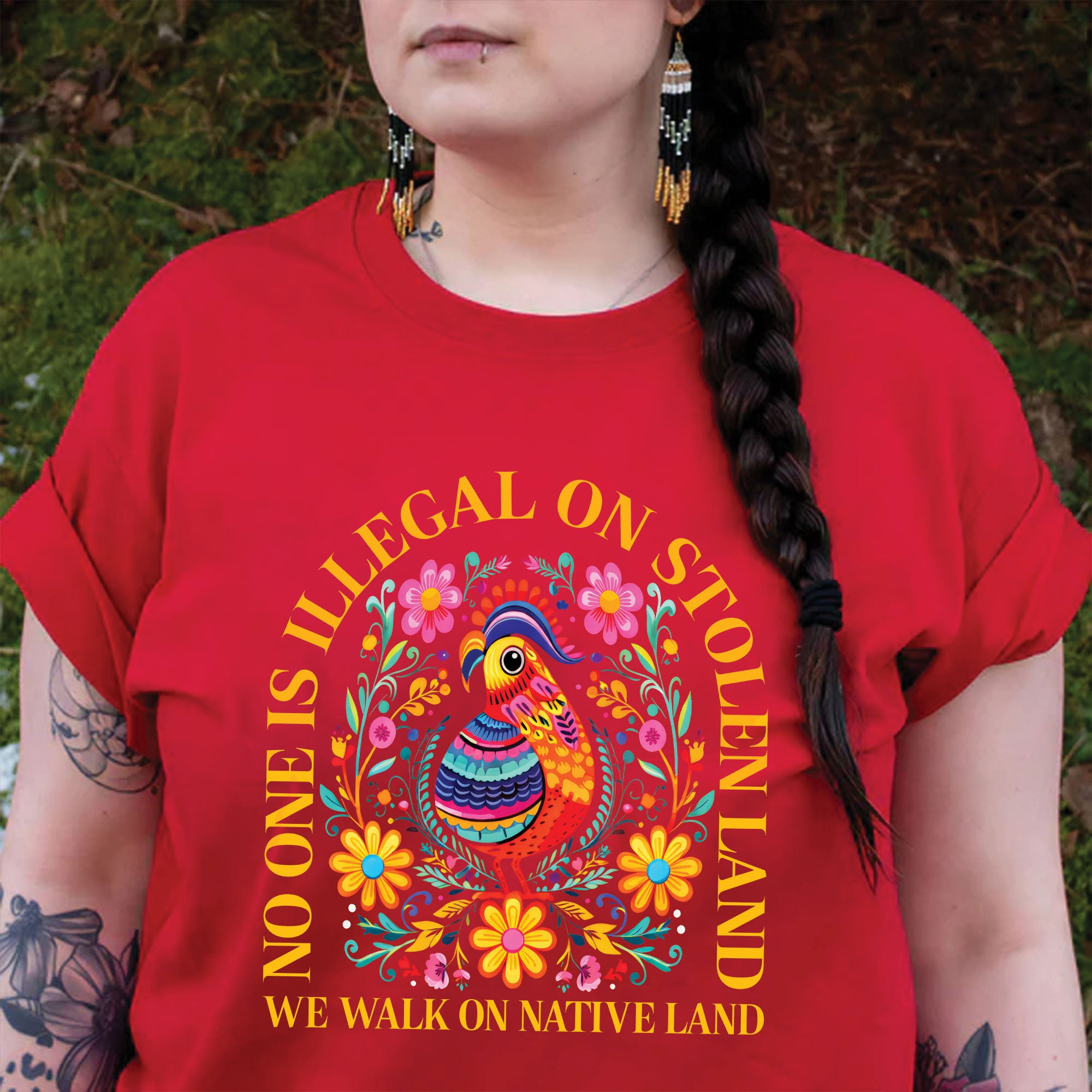 No One Is Illegal on Stolen Land We Walk on Native Land Unisex T-shirt/V-neck T-shirt/Hoodie/Sweatshirt N325