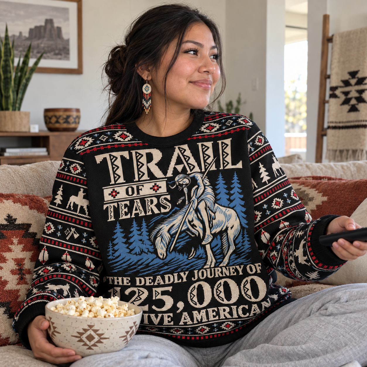 Trail Of Tear THE DEADLY JOURNEY OF 125,000 - Native American Ugly Sweatshirt