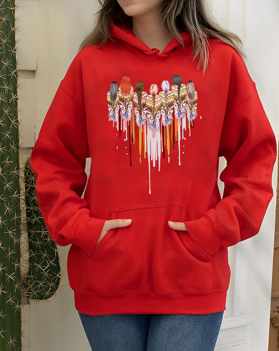 Native American Women Feather Heart Unisex Hoodie/Sweatshirt/T-Shirt