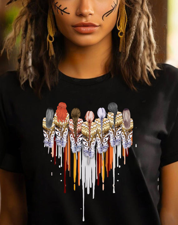 Native American Women Feather Heart Unisex Hoodie/Sweatshirt/T-Shirt