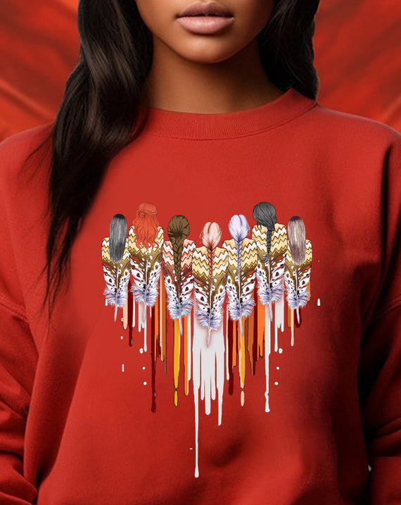 Native American Women Feather Heart Unisex Hoodie/Sweatshirt/T-Shirt