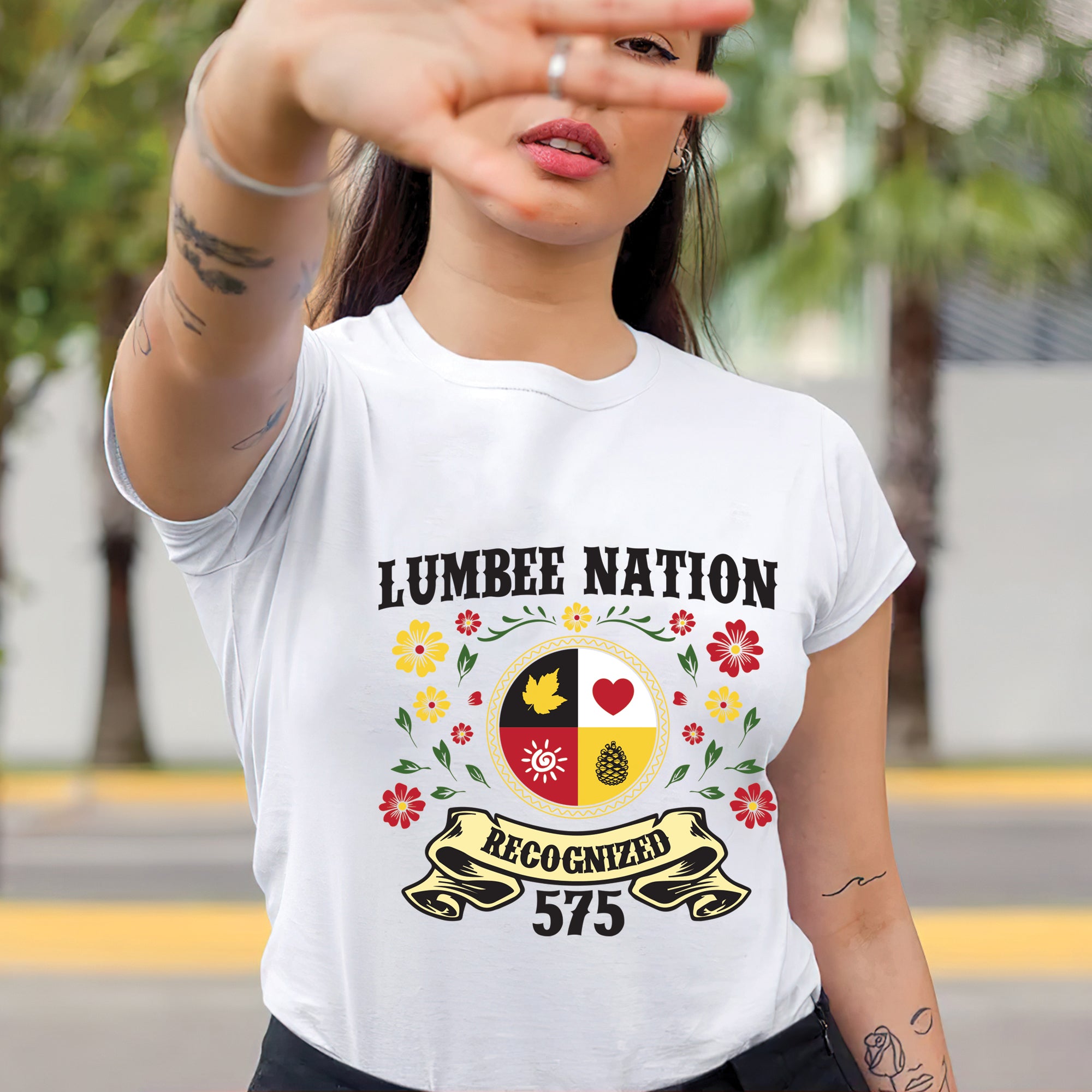 Lumbee Nation Recognized Native American 575 Floral Design Unisex T-shirt/T-shirt V-neck/Hoodie/Sweatshirt