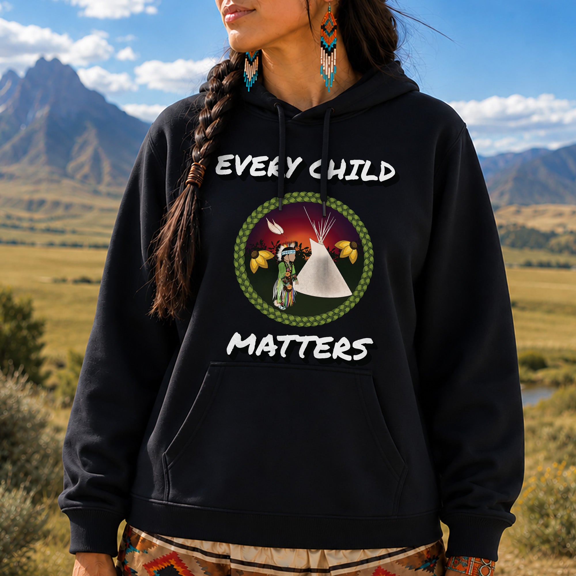 Every Child Matters Indigenous Child & Tipi Orange Shirt Day Unisex T-shirt/Hoodie/Sweatshirt