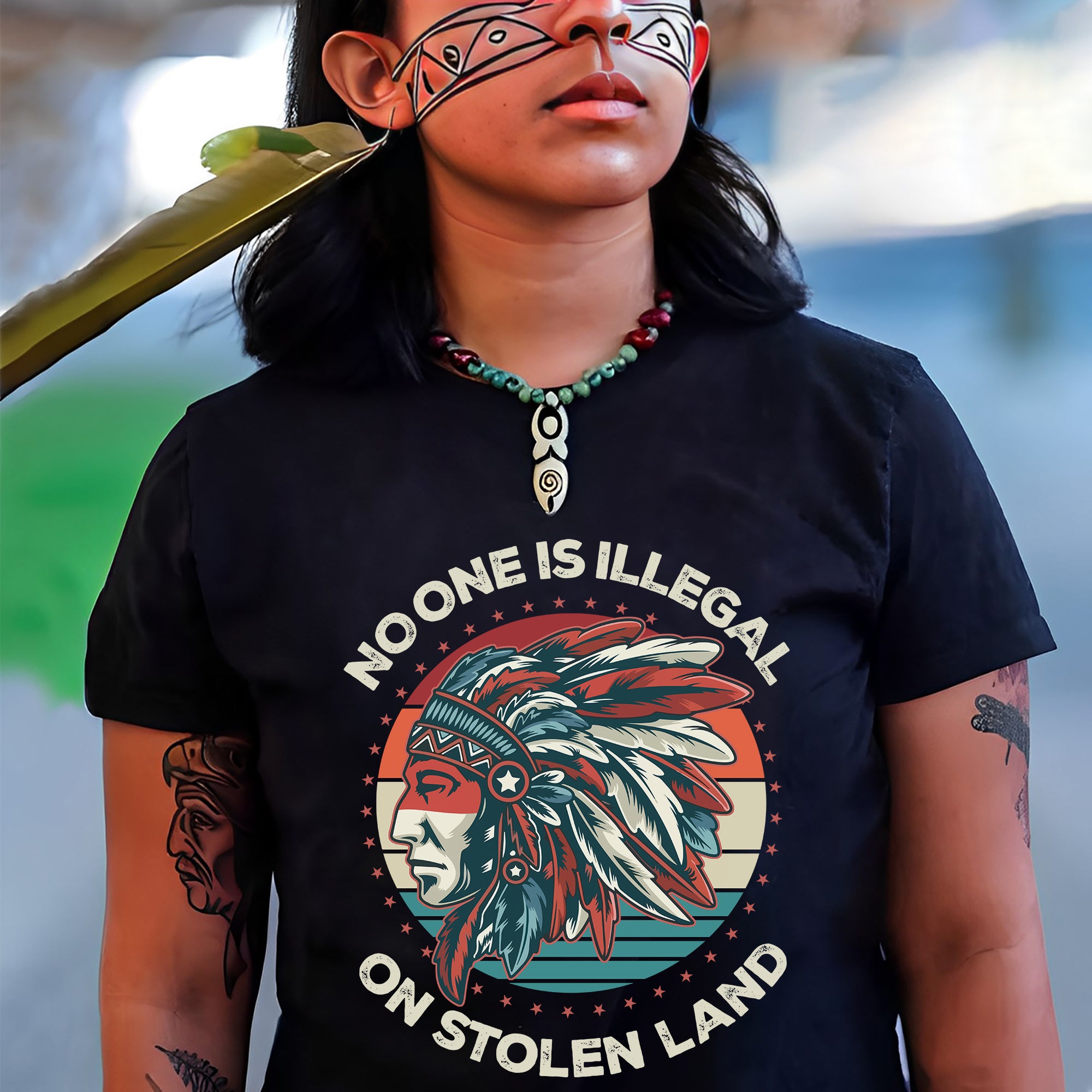 No One Is Illegal On Stolen Land Style 13 - One Sides Unisex T-Shirt/T-Shirt V-Neck/Hoodie/Sweatshirt