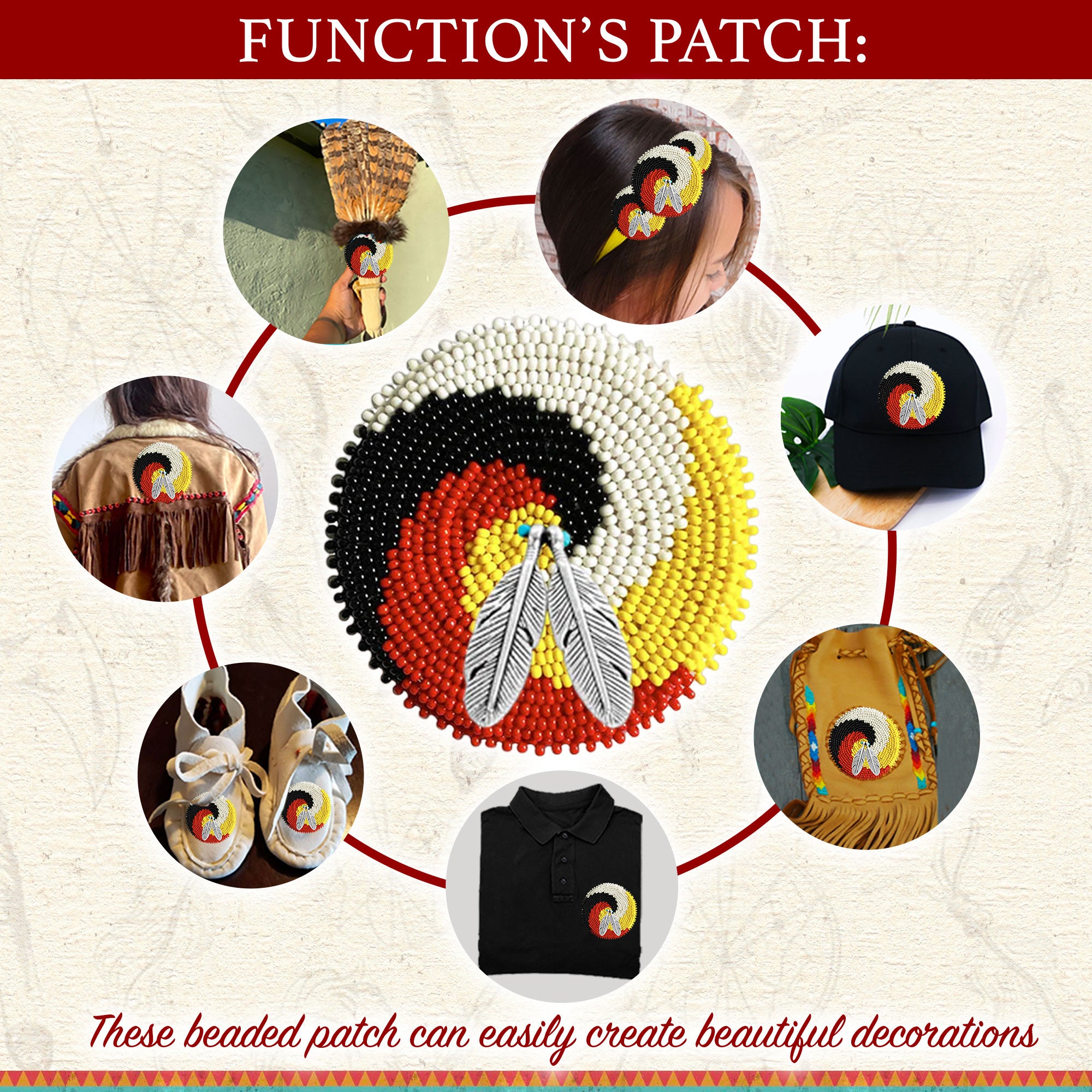 SALE 50% OFF - Swirl Four Directions Beaded Patch Necklace Pendant