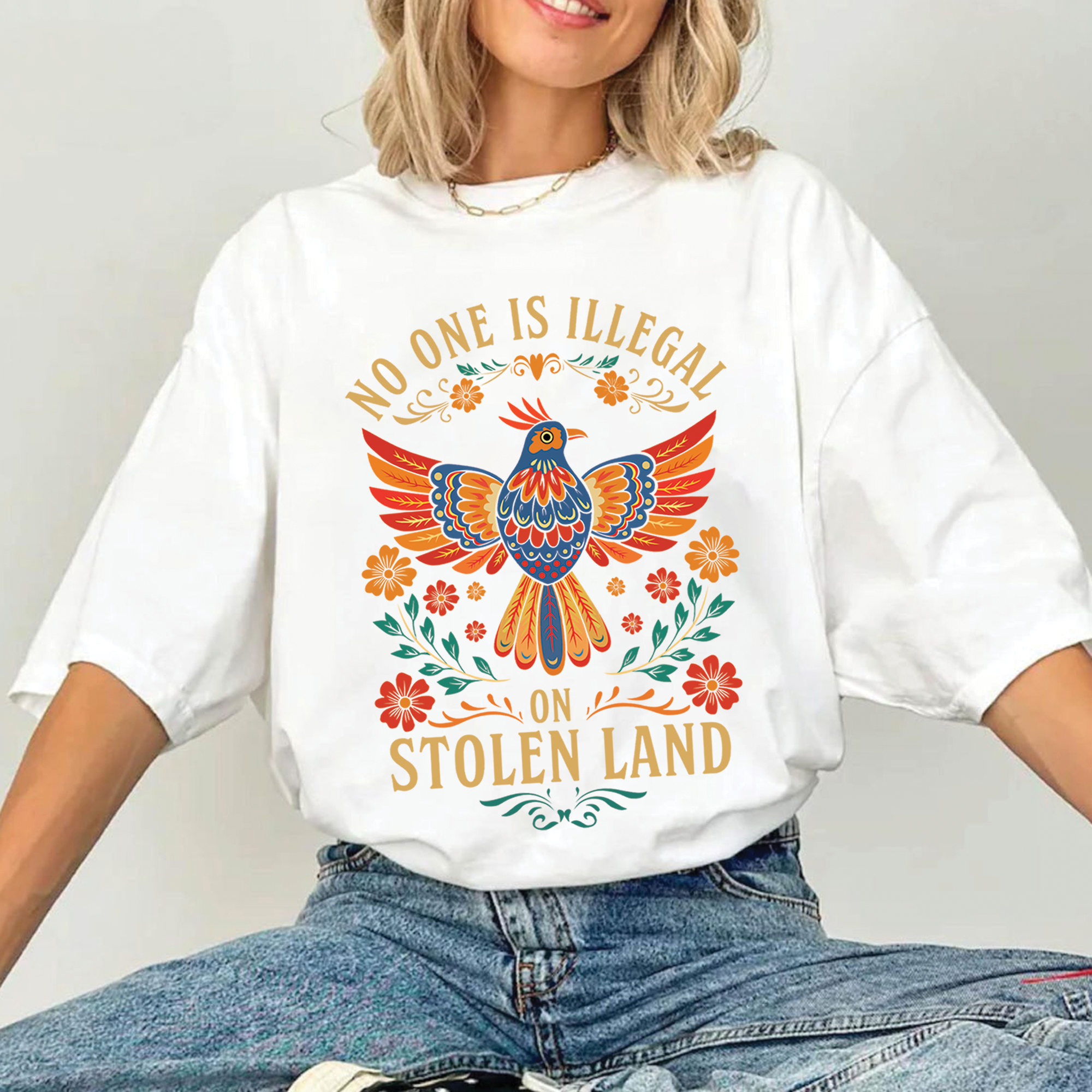 No One Is Illegal On Stolen Land - Unisex T-Shirt/T-Shirt V-Neck/Hoodie/Sweatshirt 169