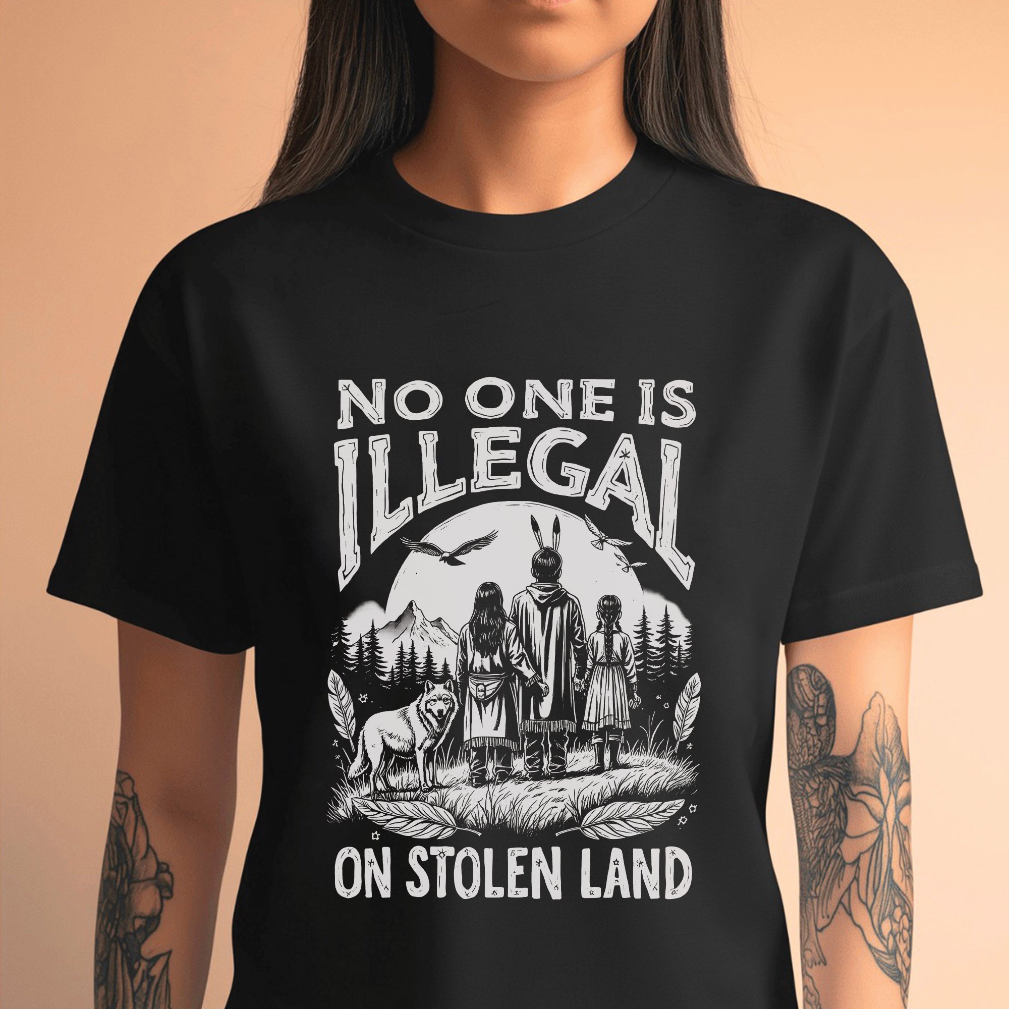 No One Is Illegal On Stolen Land - Unisex T-Shirt/T-Shirt V-Neck/Hoodie/Sweatshirt N56 Style 1