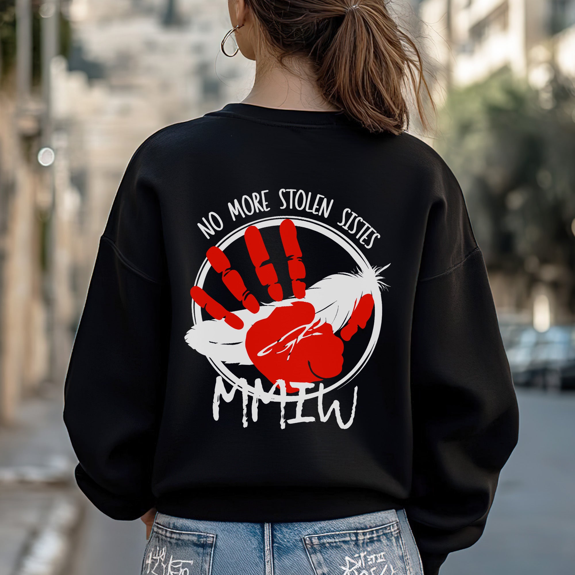 No More Stolen Sisters MMIW Native Women Awareness Unisex T-shirt/T-shirt V-Neck/Hoodie/Sweatshirt-Two Sides