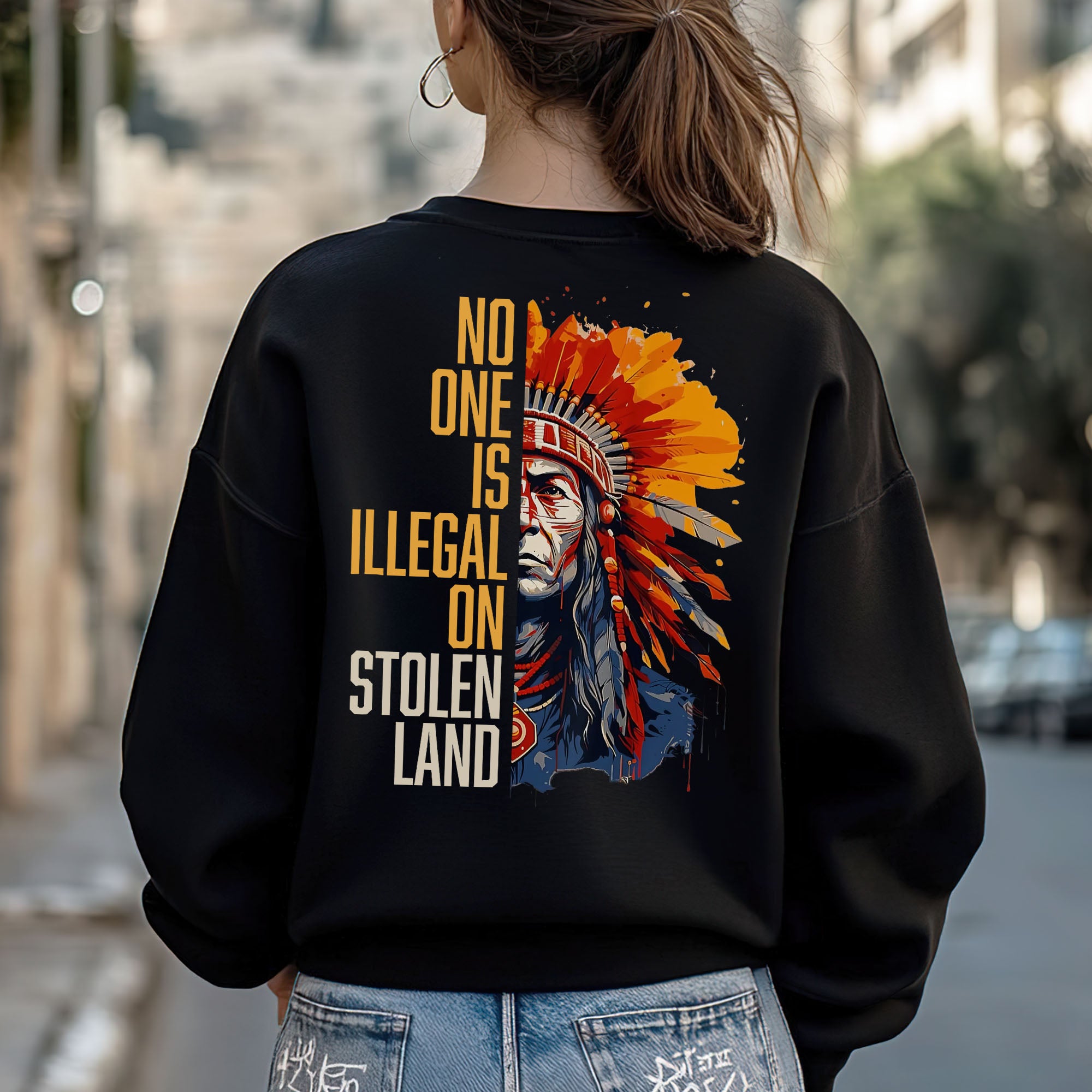 No One Is Illegal On Stolen Land Style 15 - Unisex T-shirt/T-shirt V-Neck/Hoodie/Sweatshirt - Two Sides