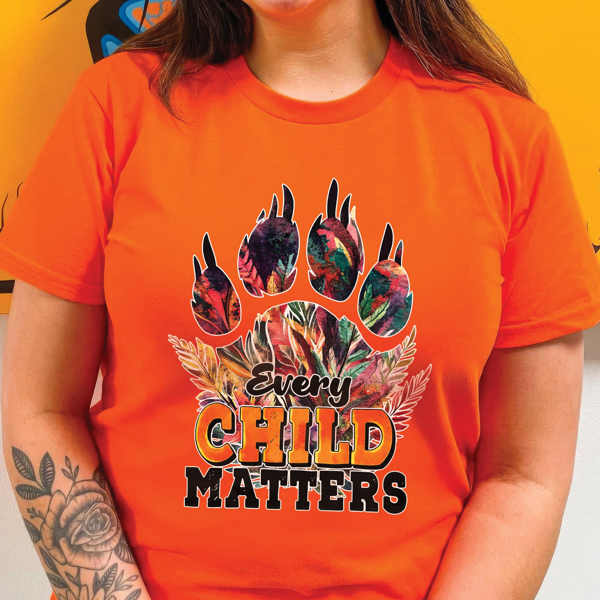Every Child Matters Feathered Paw Print Orange Native American Unisex T-Shirt/Hoodie/Sweatshirt
