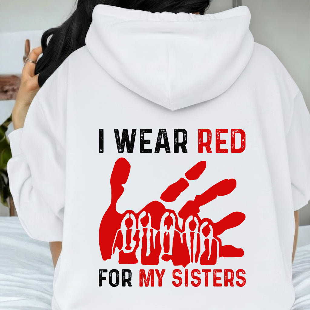 [Two Sides] I Wear Red for My Sisters MMIW Awareness Unisex Tank Top/Long Sleeve/Hoodie Zip