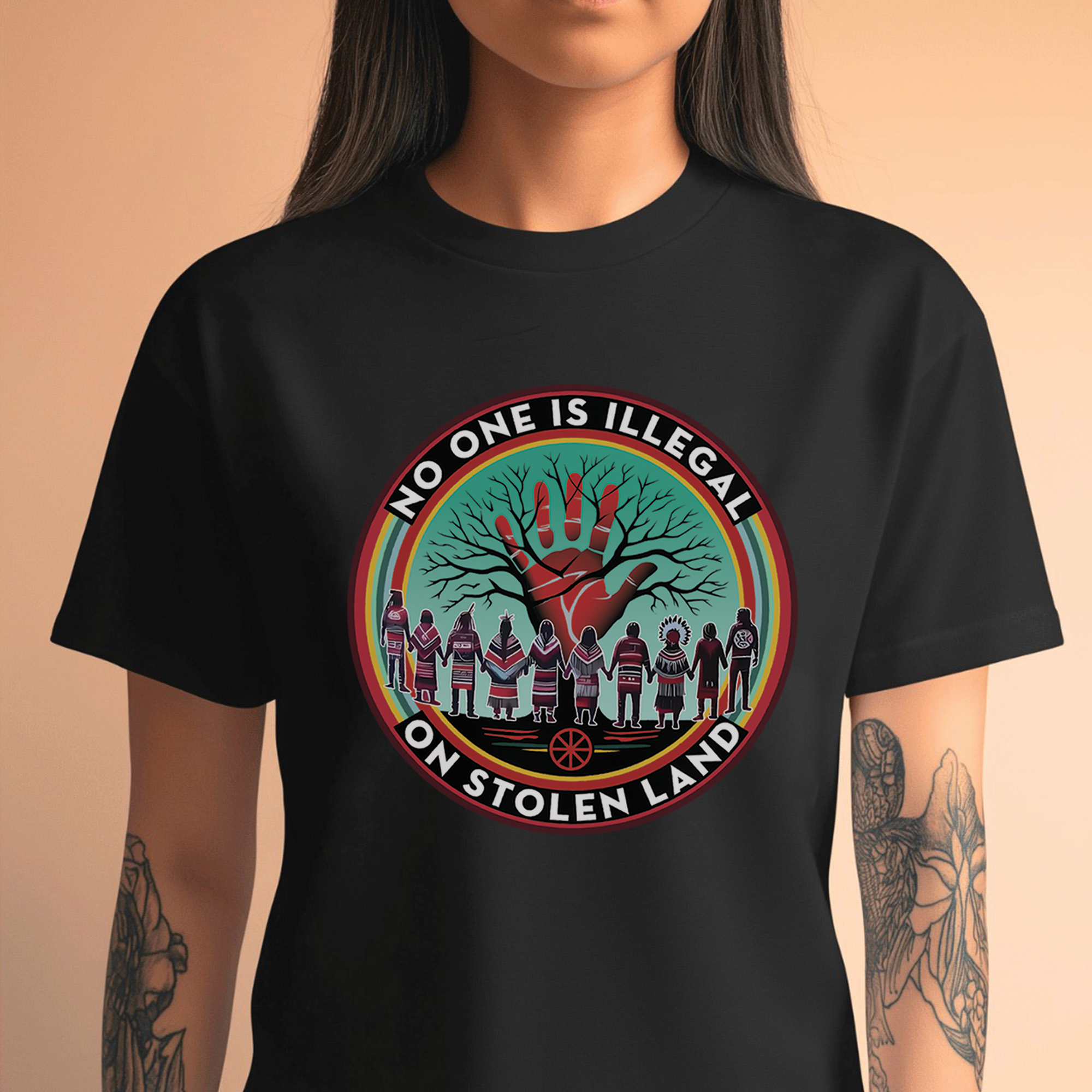 No One Is Illegal On Stolen Land - Unisex T-Shirt/T-Shirt V-Neck/Hoodie/Sweatshirt 166
