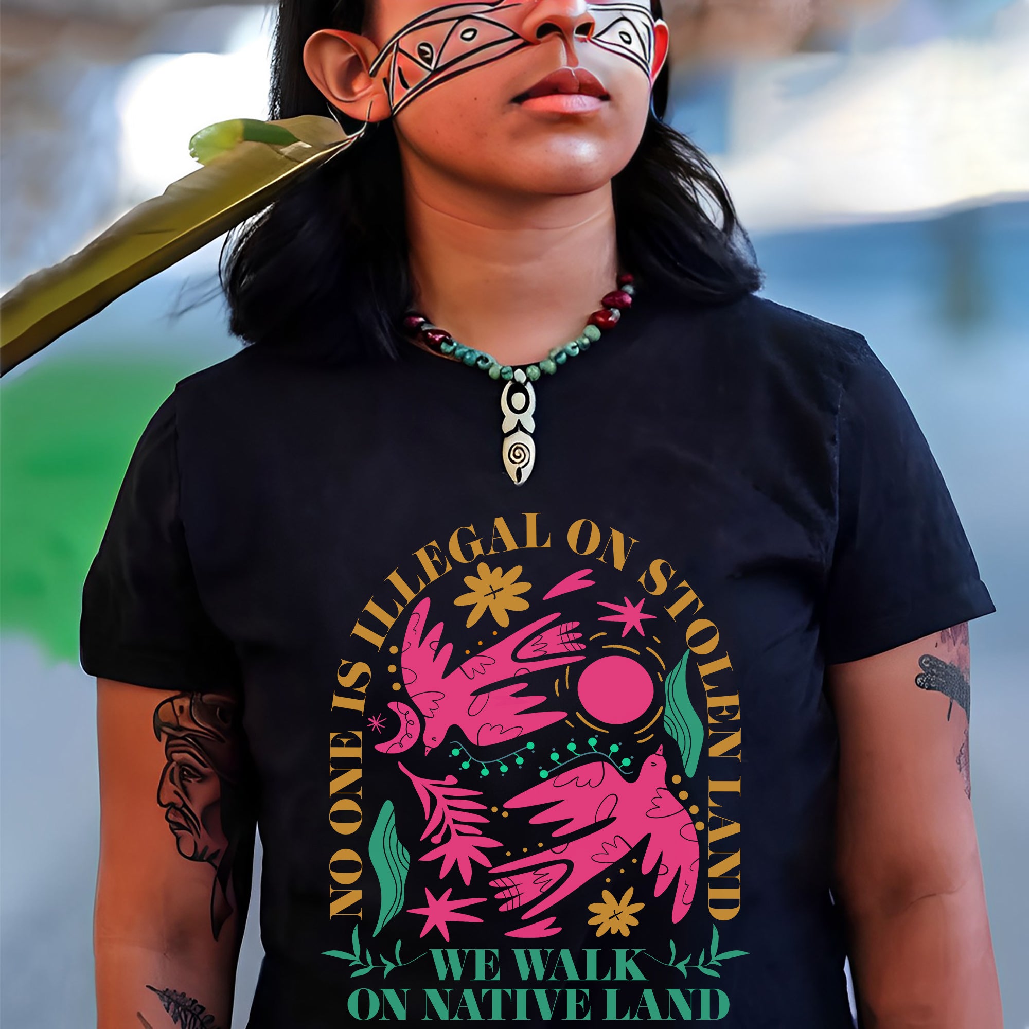 No One Is Illegal On Stolen Land. We Walk On Native Land Style 8 - One Sides Unisex T-shirt/Hoodie/Sweatshirt