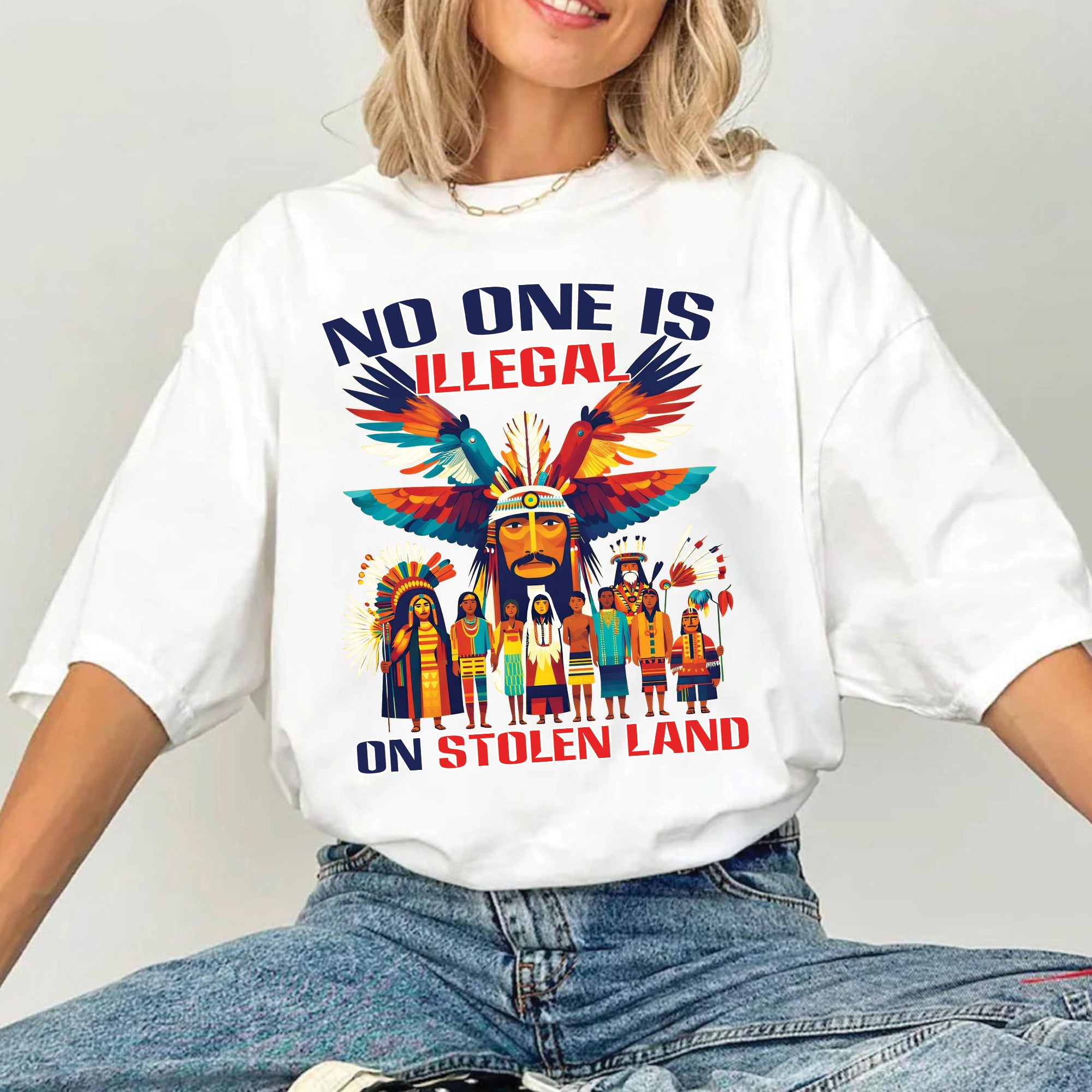 No One Is Illegal on Stolen Land Unisex T-shirt/V-neck T-shirt/Hoodie/Sweatshirt N326