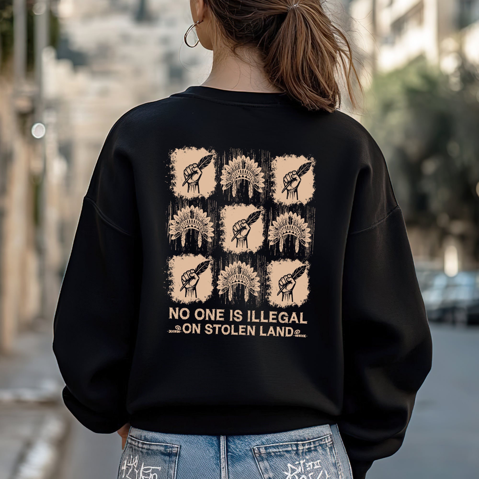 [Two Sides] No One Is Illegal On Stolen Land - Unisex T-shirt/T-shirt V-Neck/Hoodie/Sweatshirt N100