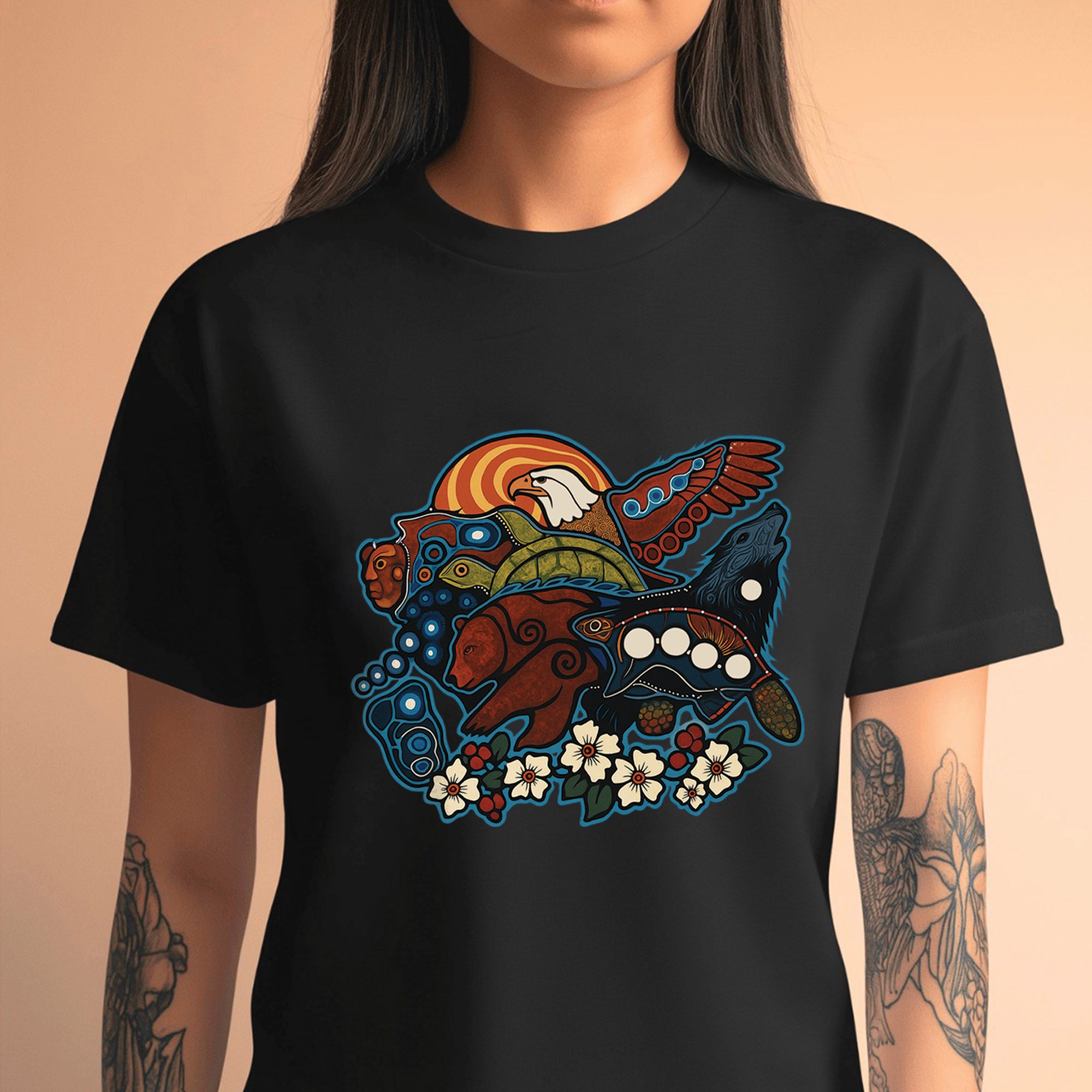 Seven Sacred Teachings Animal Native Wisdom Indigenous Culture Unisex T-Shirt/T-Shirt V-Neck/Hoodie/Sweatshirt