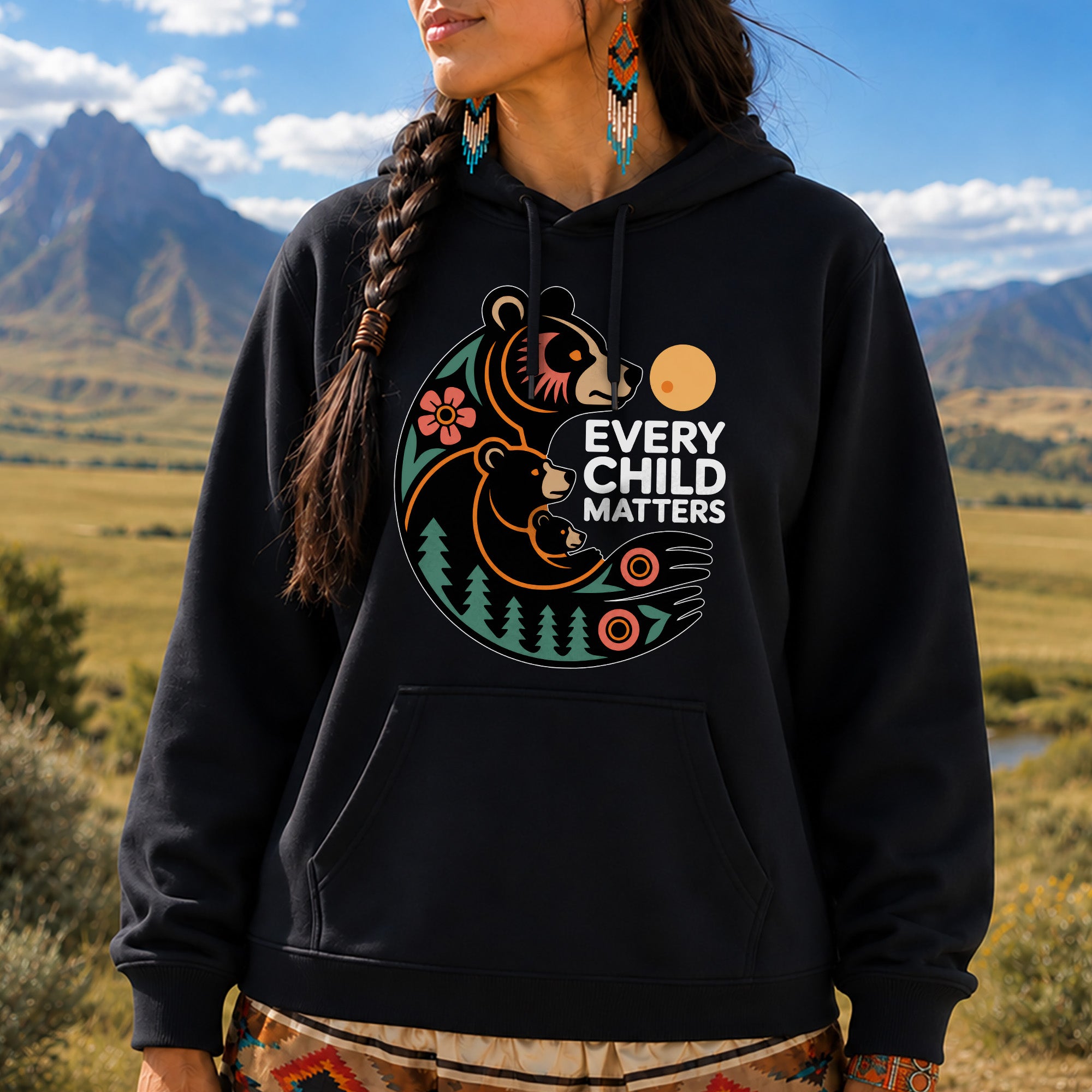 Sacred Bear Family Every Child Matters Orange Shirt Day Unisex T-shirt/Hoodie/Sweatshirt