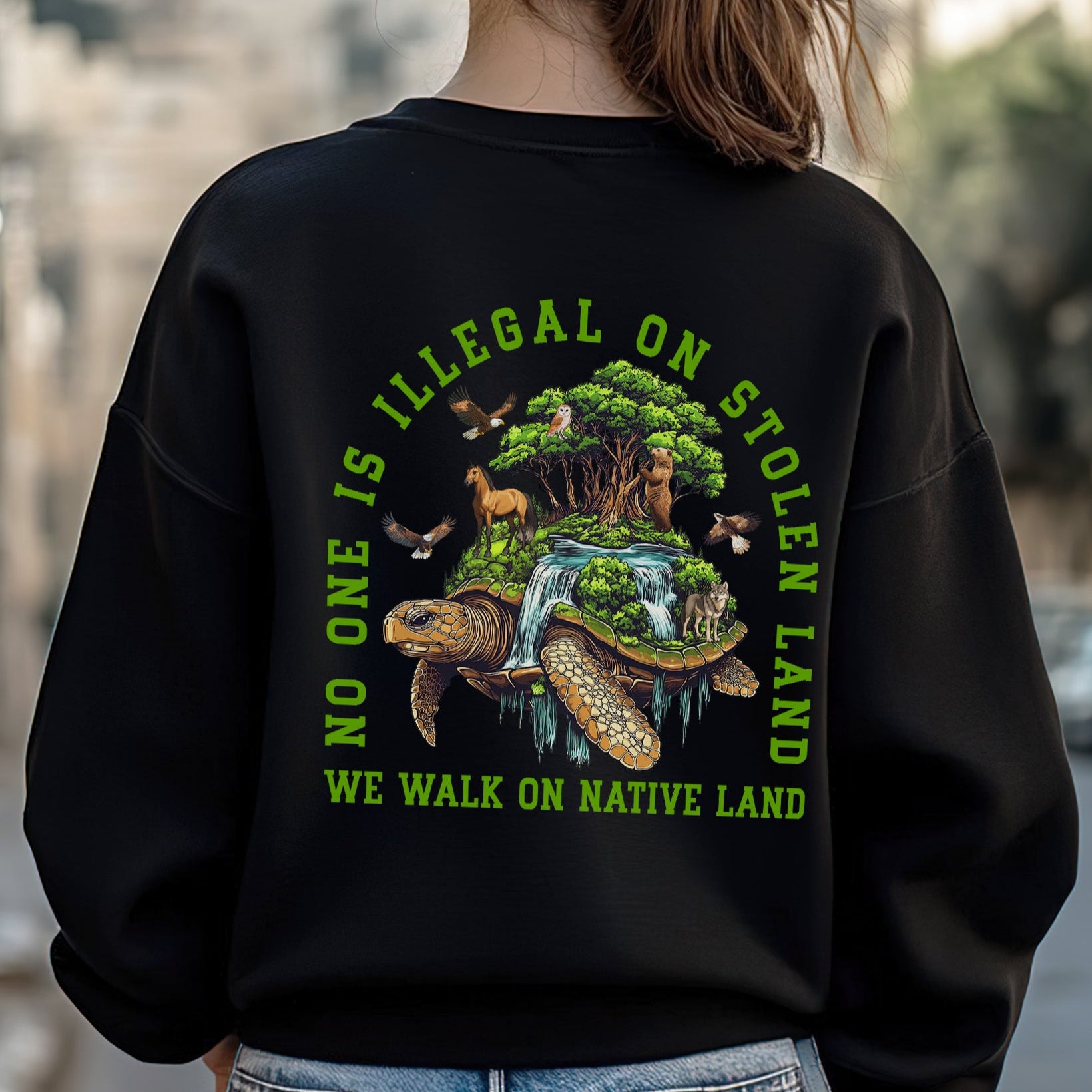 [Two Sides] No One Is Illegal On Stolen Land. We Walk On Native Land Style 4 - Two Sides Unisex T-Shirt/T-Shirt V-Neck/Hoodie/Sweatshirt