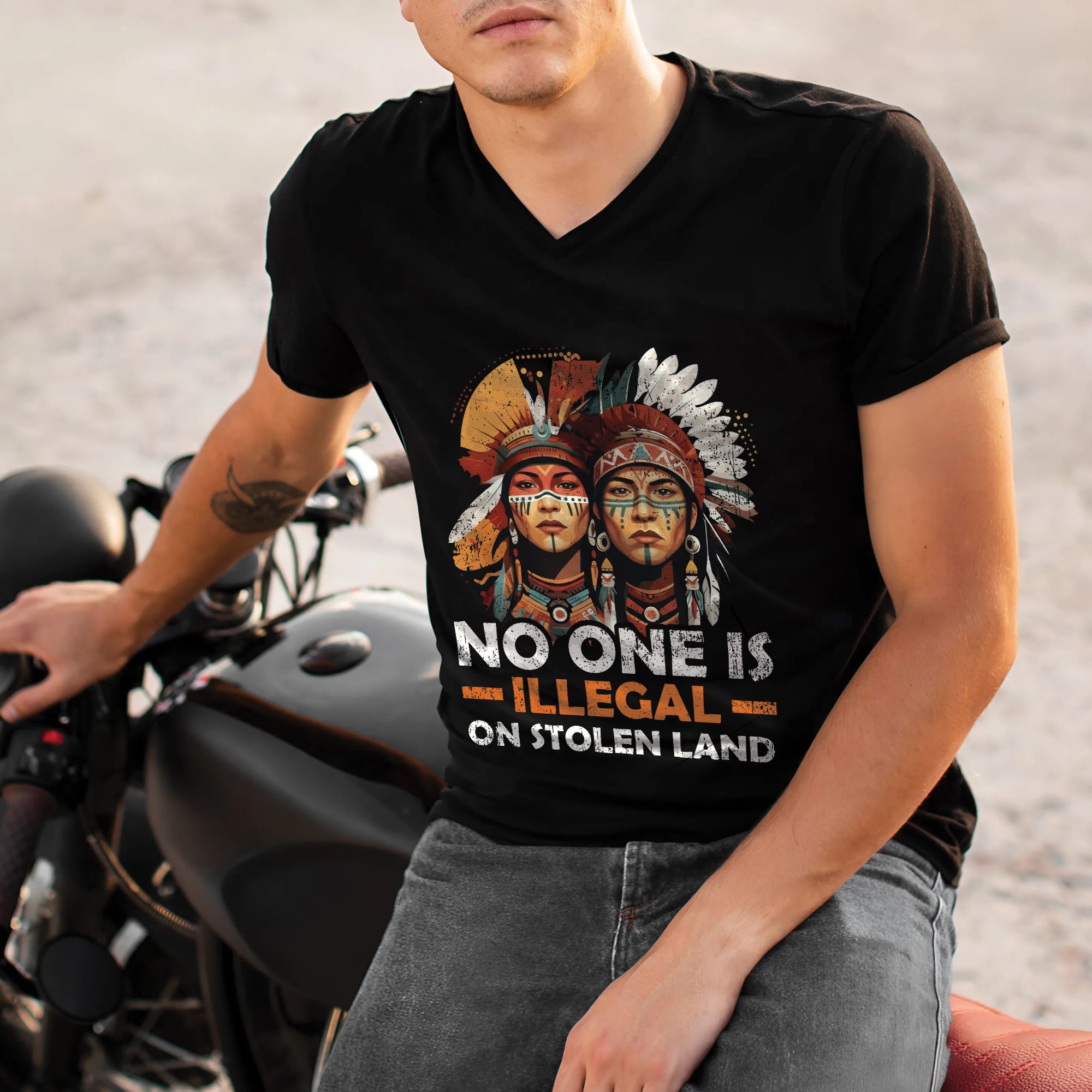 No One Is Illegal On Stolen Land - Unisex T-Shirt/T-Shirt V-Neck/Hoodie/Sweatshirt N87