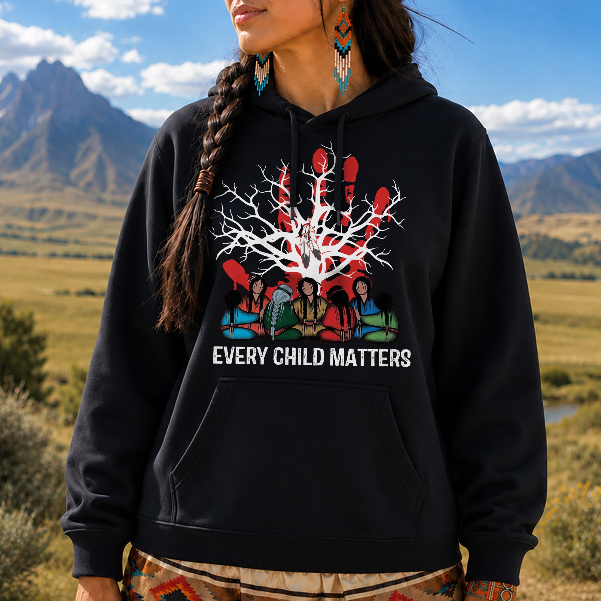 Every Child Matters Indigenous Roots Red Hand Design For Orange Shirt Day Unisex T-shirt/Hoodie/Sweatshirt
