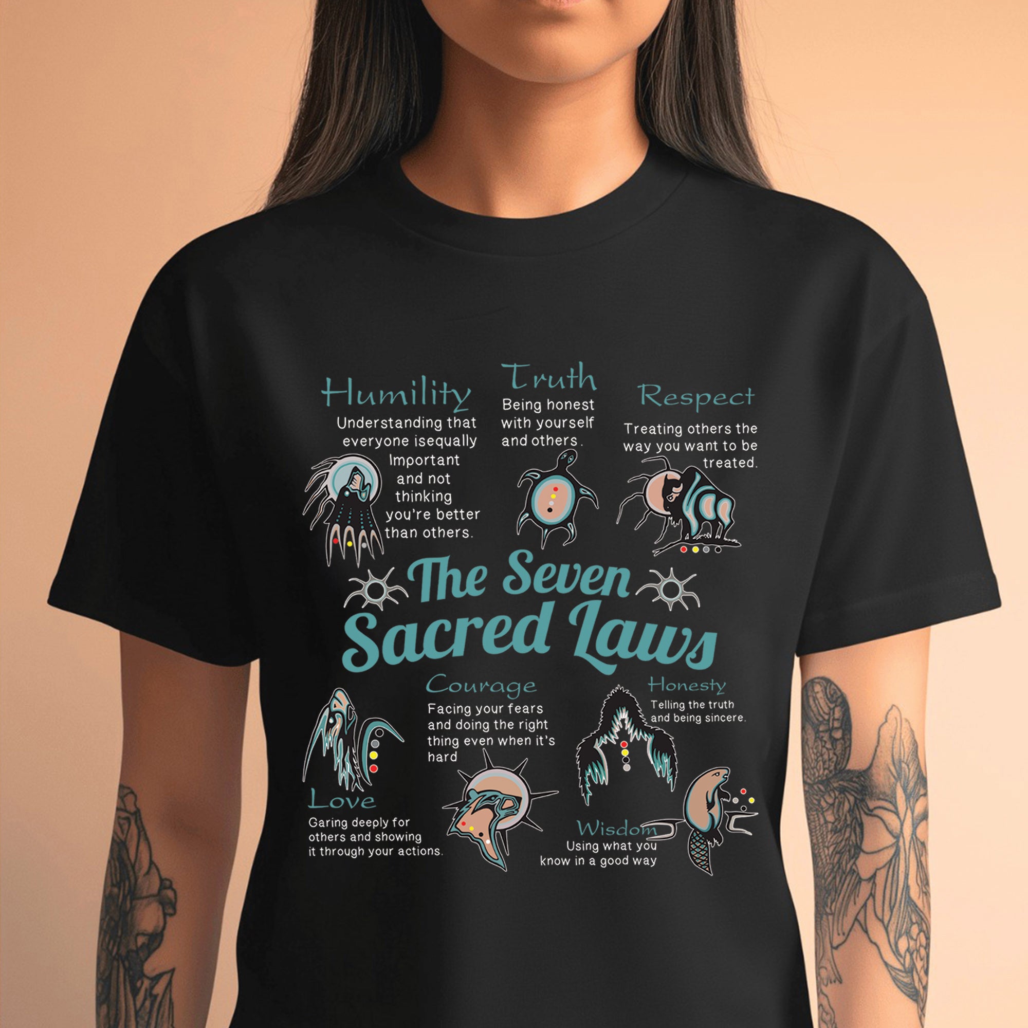 The Seven Sacred Laws Native American Indigenous Culture Unisex T-Shirt/T-Shirt V-Neck/Hoodie/Sweatshirt 189