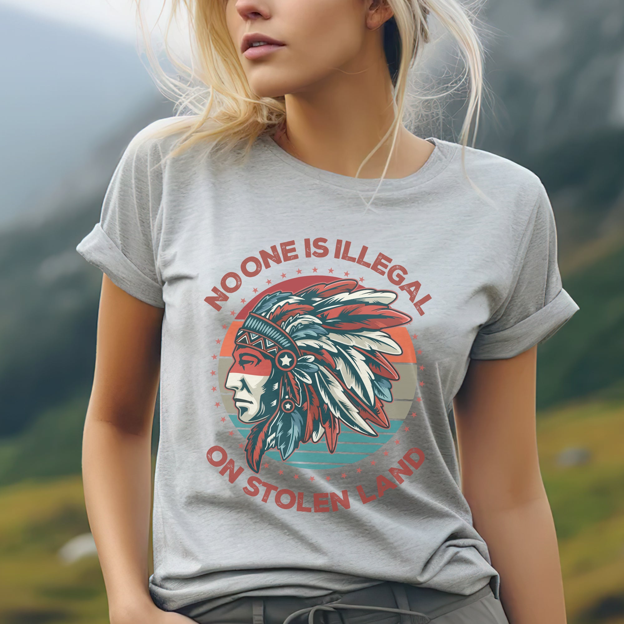 No One Is Illegal On Stolen Land Style 13 - One Sides Unisex T-Shirt/T-Shirt V-Neck/Hoodie/Sweatshirt