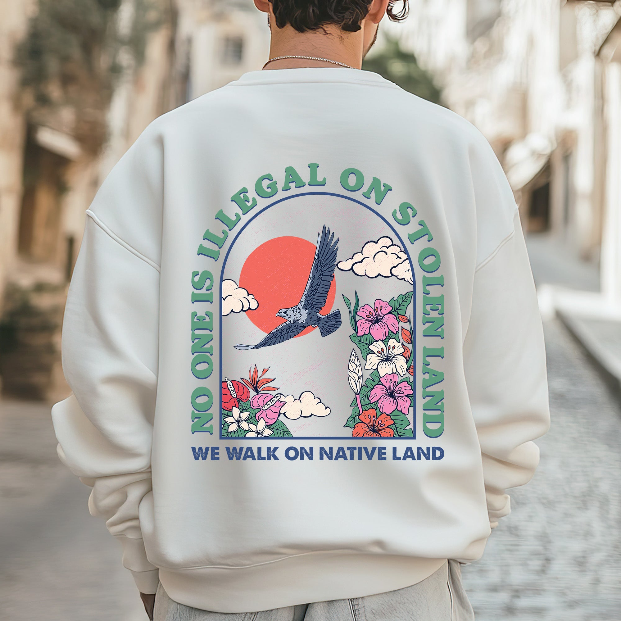 No One Is Illegal On Stolen Land. We Walk On Native Land Style 4 - Two Sides Unisex T-Shirt/T-Shirt V-Neck/Hoodie/Sweatshirt