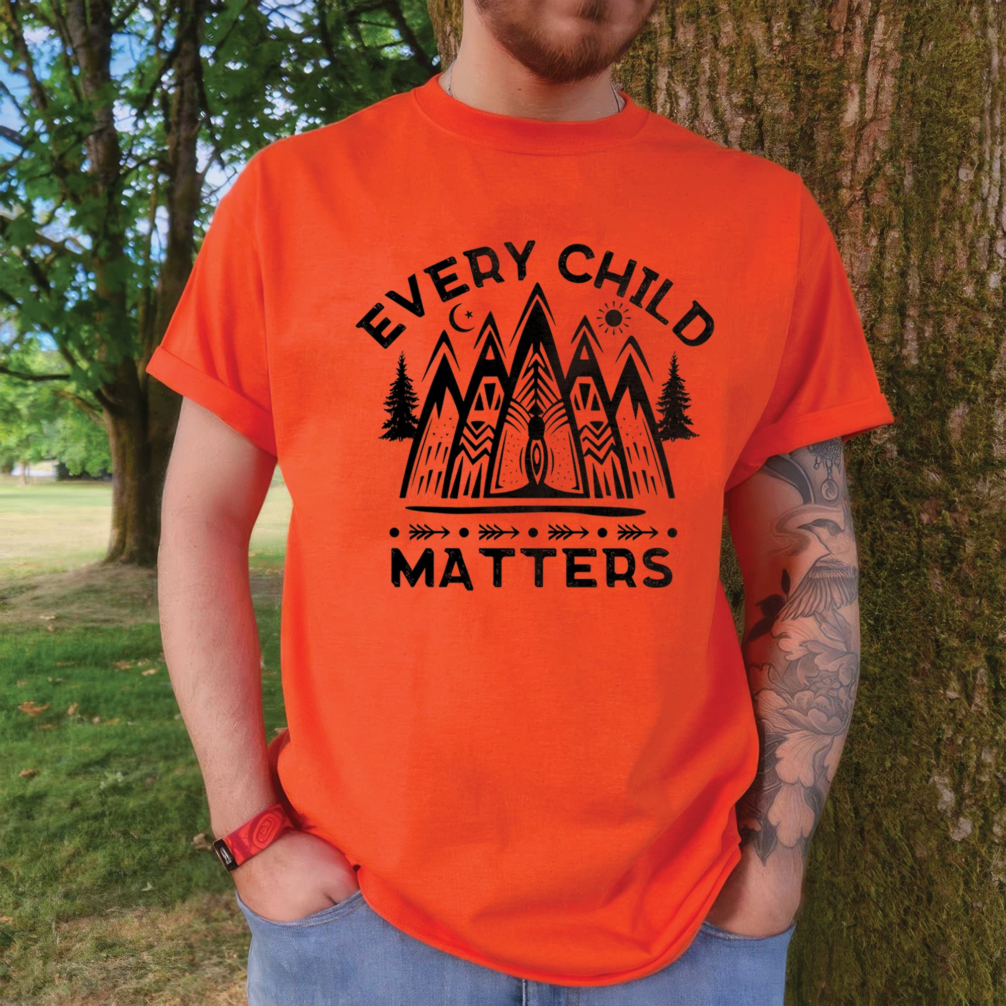 Every Child Matters Mountain Orange Native American Unisex T-Shirt/Hoodie/Sweatshirt