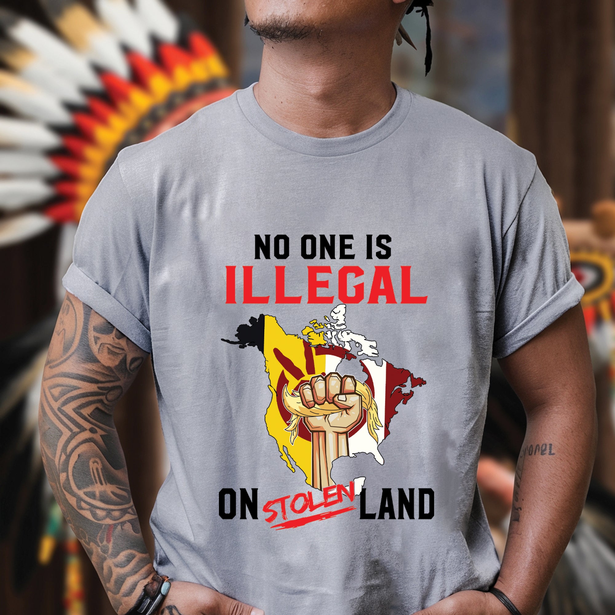 No One Is Illegal On Stolen Land - Unisex T-Shirt/T-Shirt V-Neck/Hoodie/Sweatshirt N54