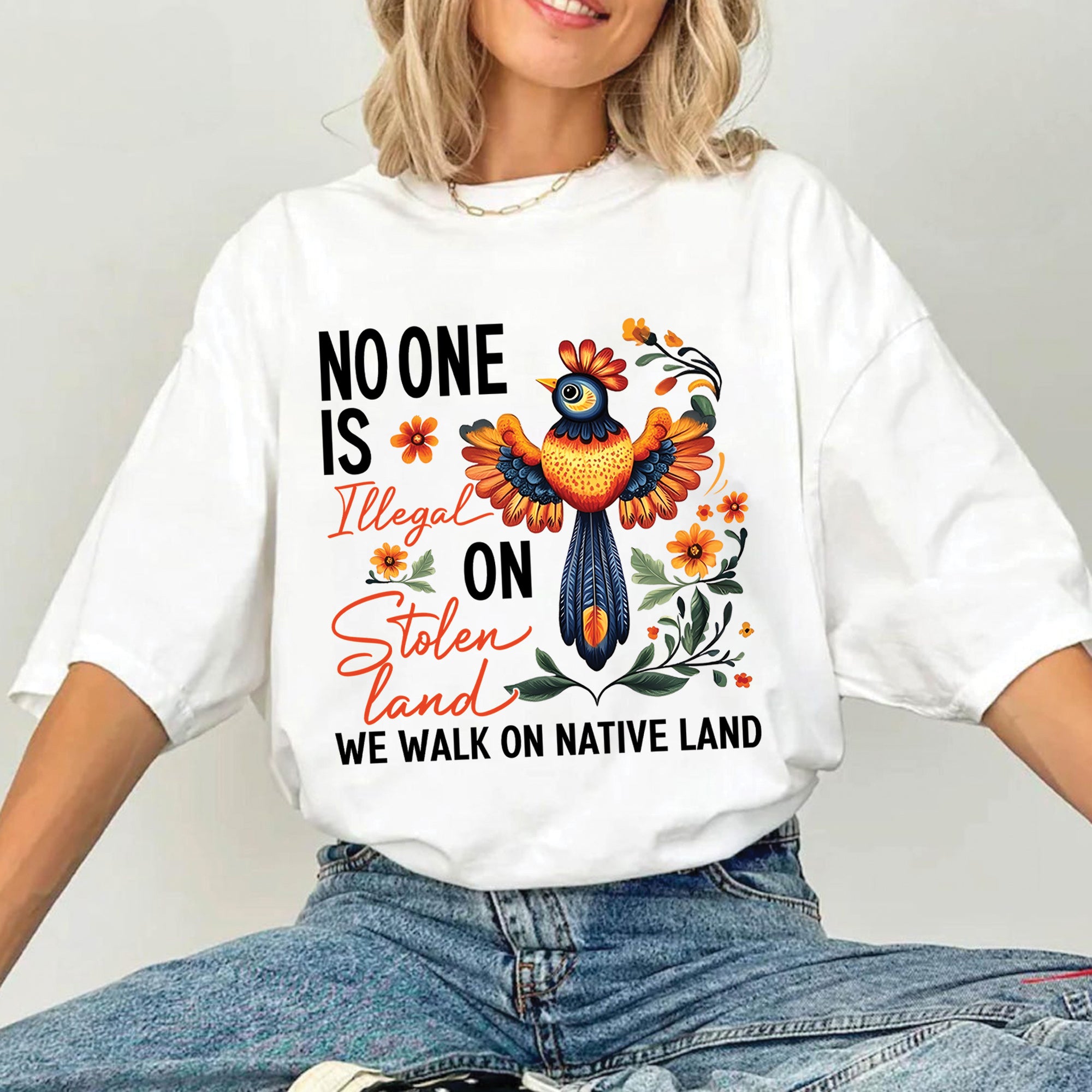 No One Is Illegal On Stolen Land - Unisex T-Shirt/T-Shirt V-Neck/Hoodie/Sweatshirt N57
