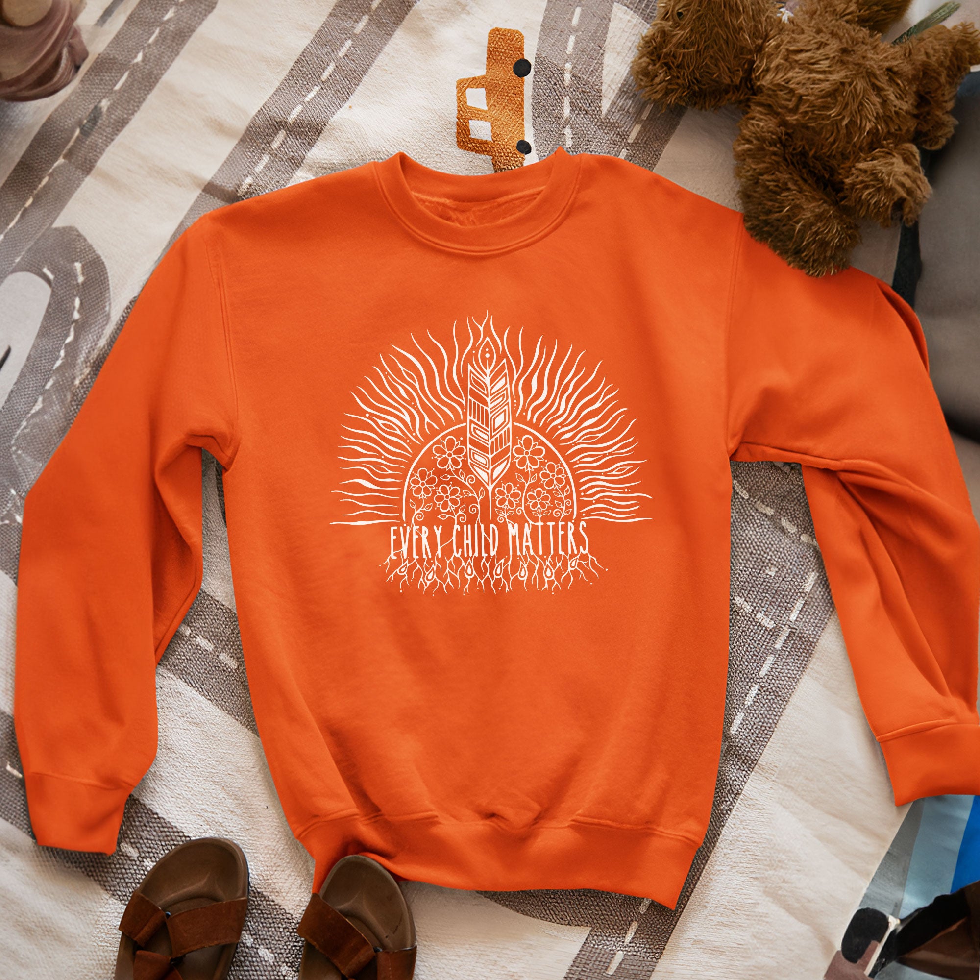 Every Child Matters Sacred Feather Sunburst Orange Unisex T-shirt/Hoodie/Sweatshirt