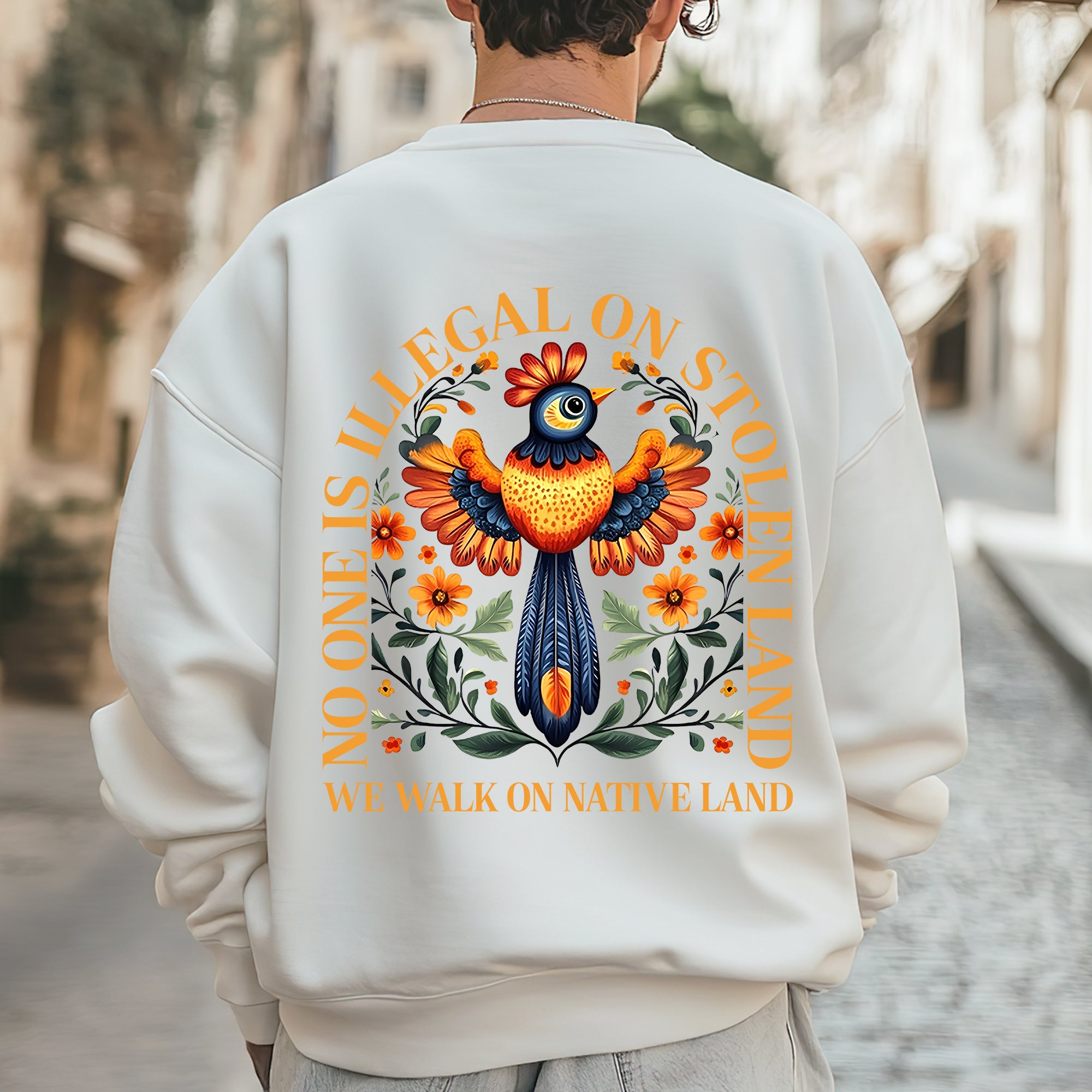 No One Is Illegal On Stolen Land. We Walk On Native Land - Two Sides - Red -  Unisex T-Shirt/Hoodie/Sweatshirt