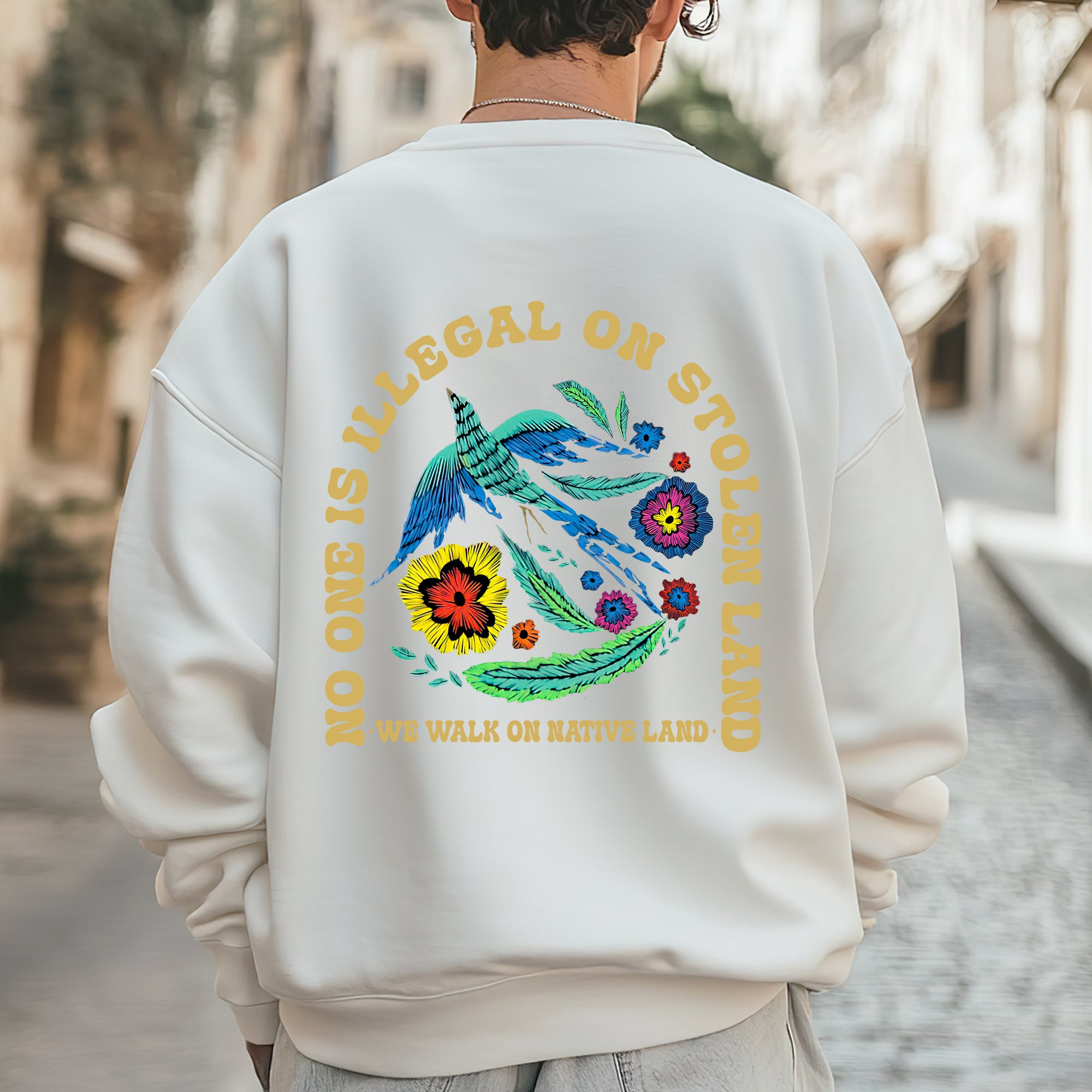 [Two Sides] No One Is Illegal On Stolen Land. We Walk On Native Land Style 10 - Two Sides Unisex T-Shirt/T-Shirt V-Neck/Hoodie/Sweatshirt