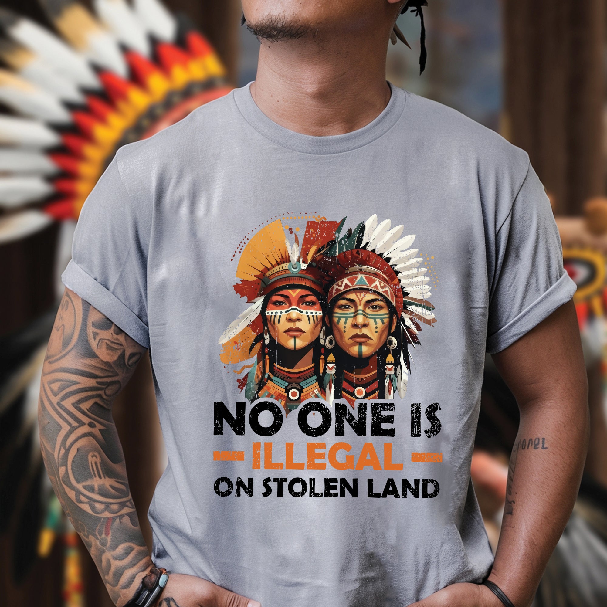 No One Is Illegal On Stolen Land - Unisex T-Shirt/T-Shirt V-Neck/Hoodie/Sweatshirt N87