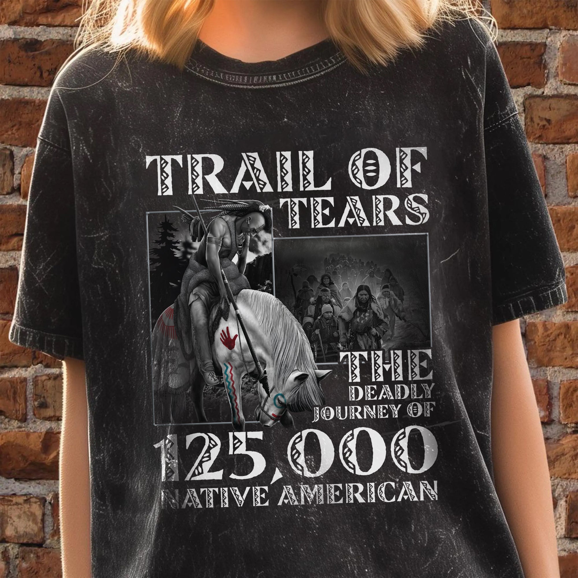 Trail of Tears The Deadly Journey Of 125K Native American Unisex Mineral Washed T-Shirt