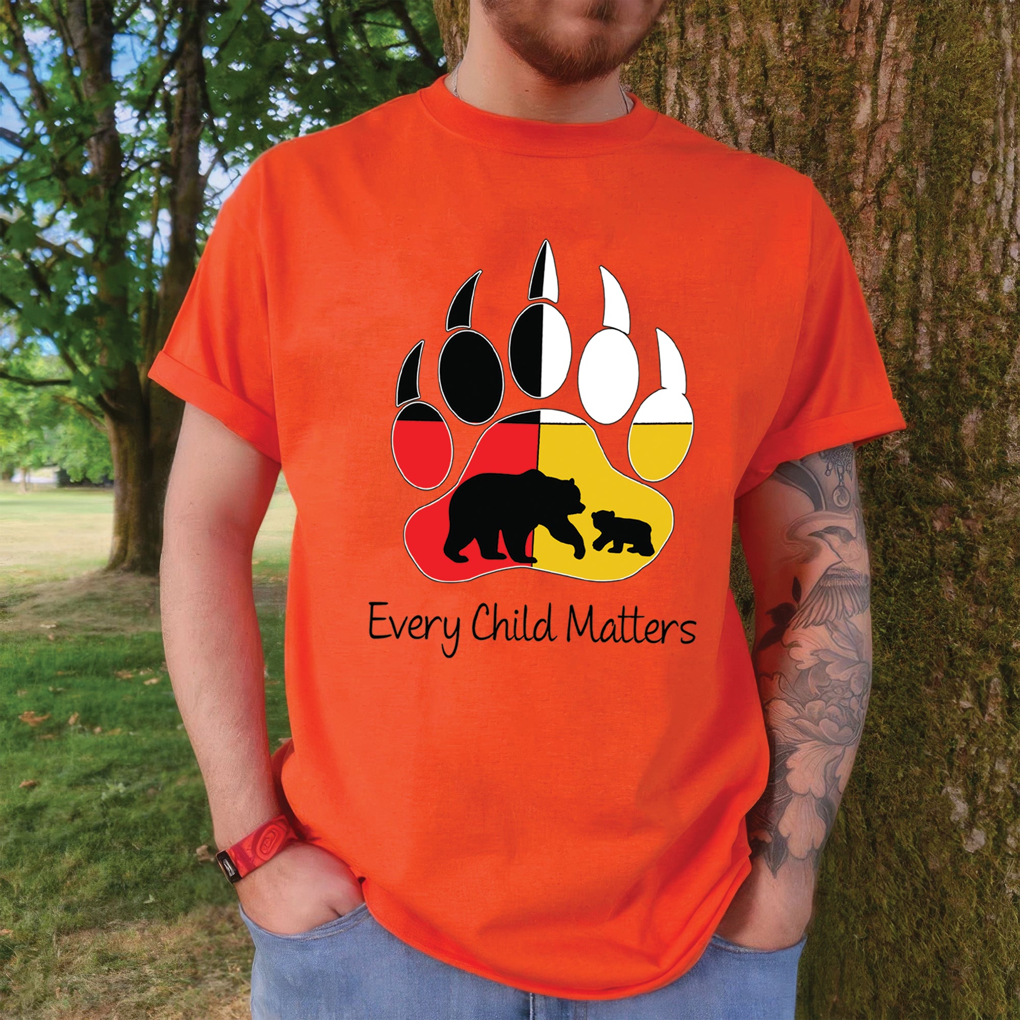Every Child Matters Guardian Spirit Bear Paw Orange Shirt Day Native American Unisex T-Shirt/Hoodie/Sweatshirt