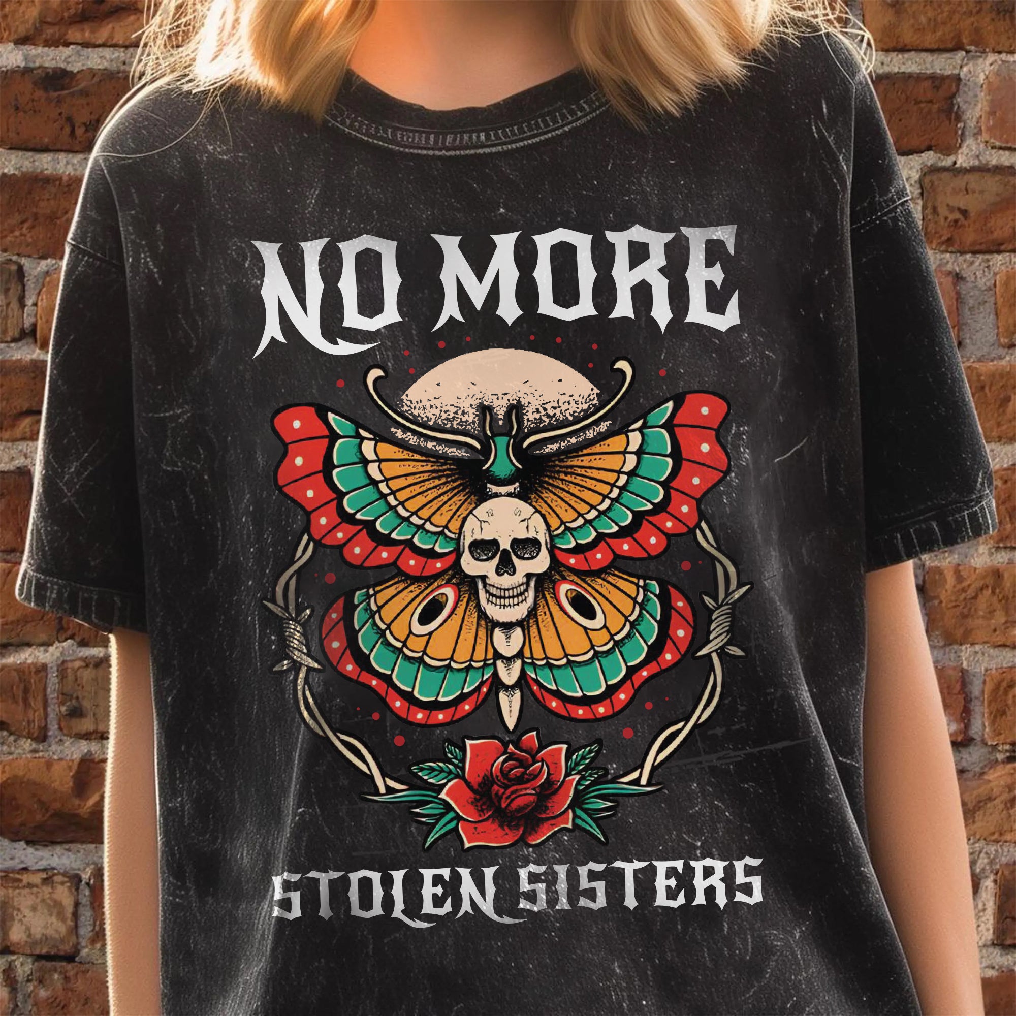 No More Stolen Sisters – Unisex Mineral Washed T-Shirt