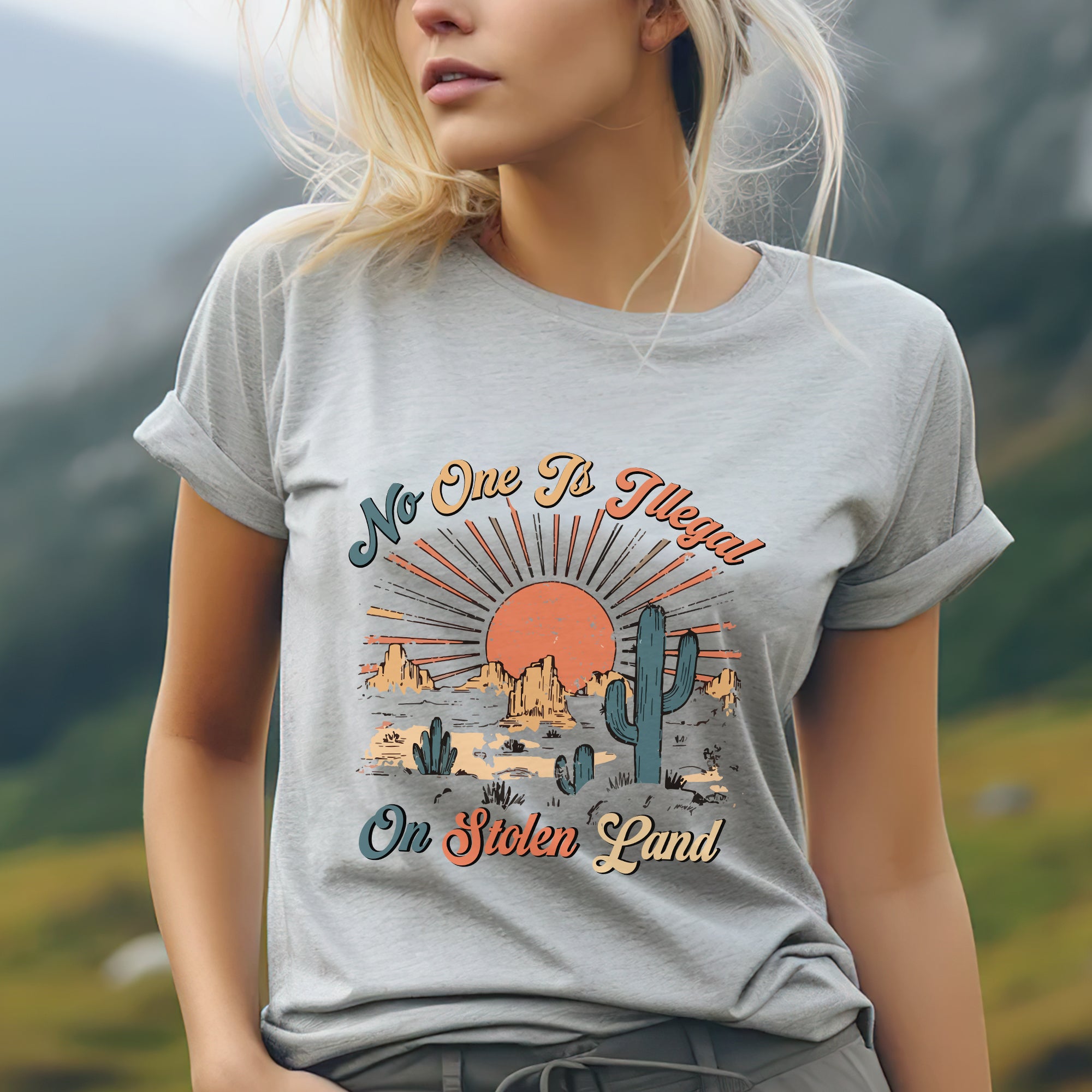 No One Is Illegal On Stolen Land Style 12 - One Sides Unisex T-Shirt/T-Shirt V-Neck/Hoodie/Sweatshirt