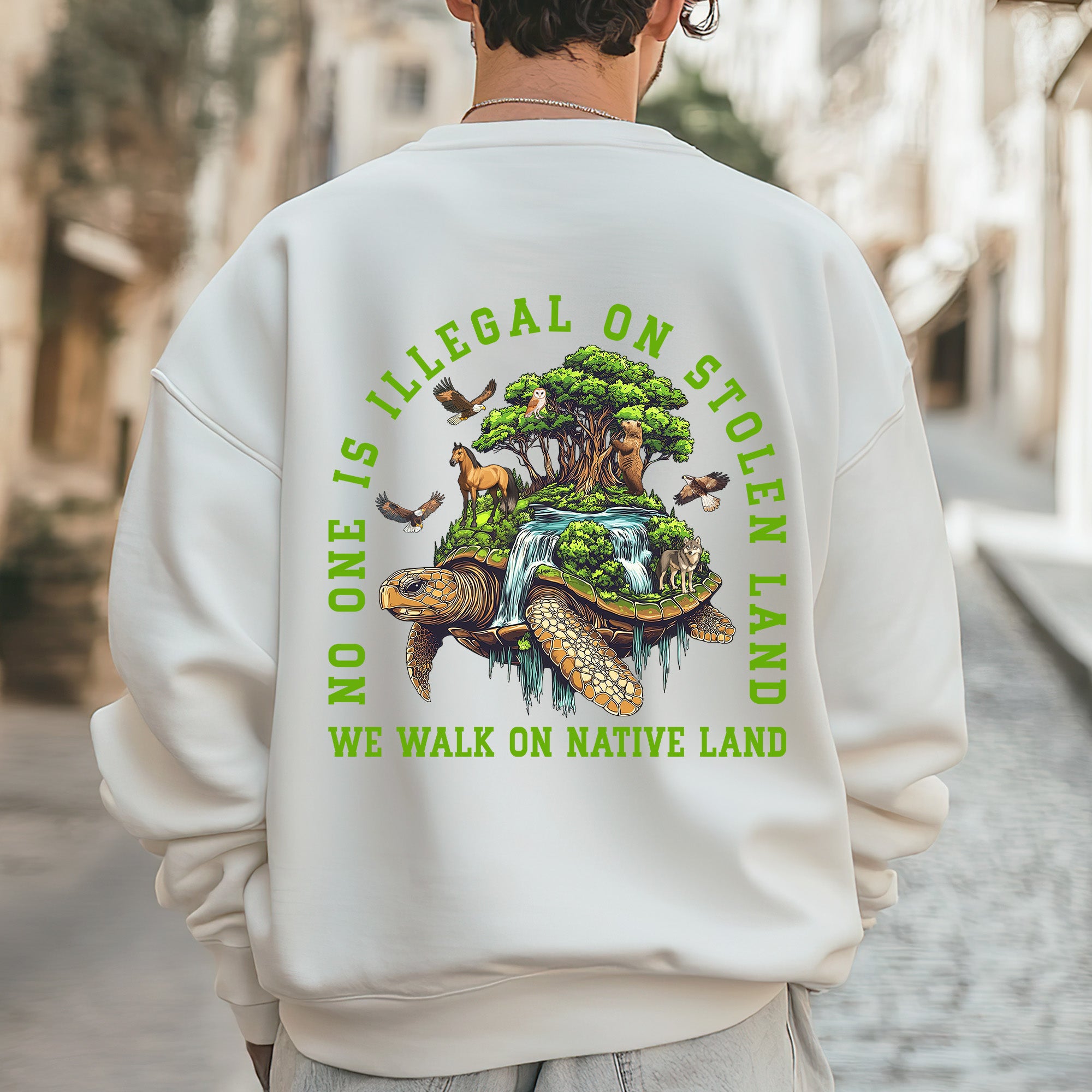 [Two Sides] No One Is Illegal On Stolen Land. We Walk On Native Land Style 4 - Two Sides Unisex T-Shirt/T-Shirt V-Neck/Hoodie/Sweatshirt